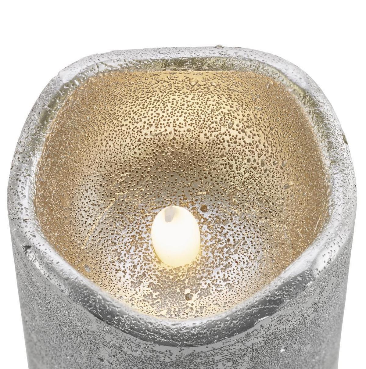 ŚWIECA LED LOA - kolor srebrny, Modern, materiały naturalne (15cm) - Bessagi Home