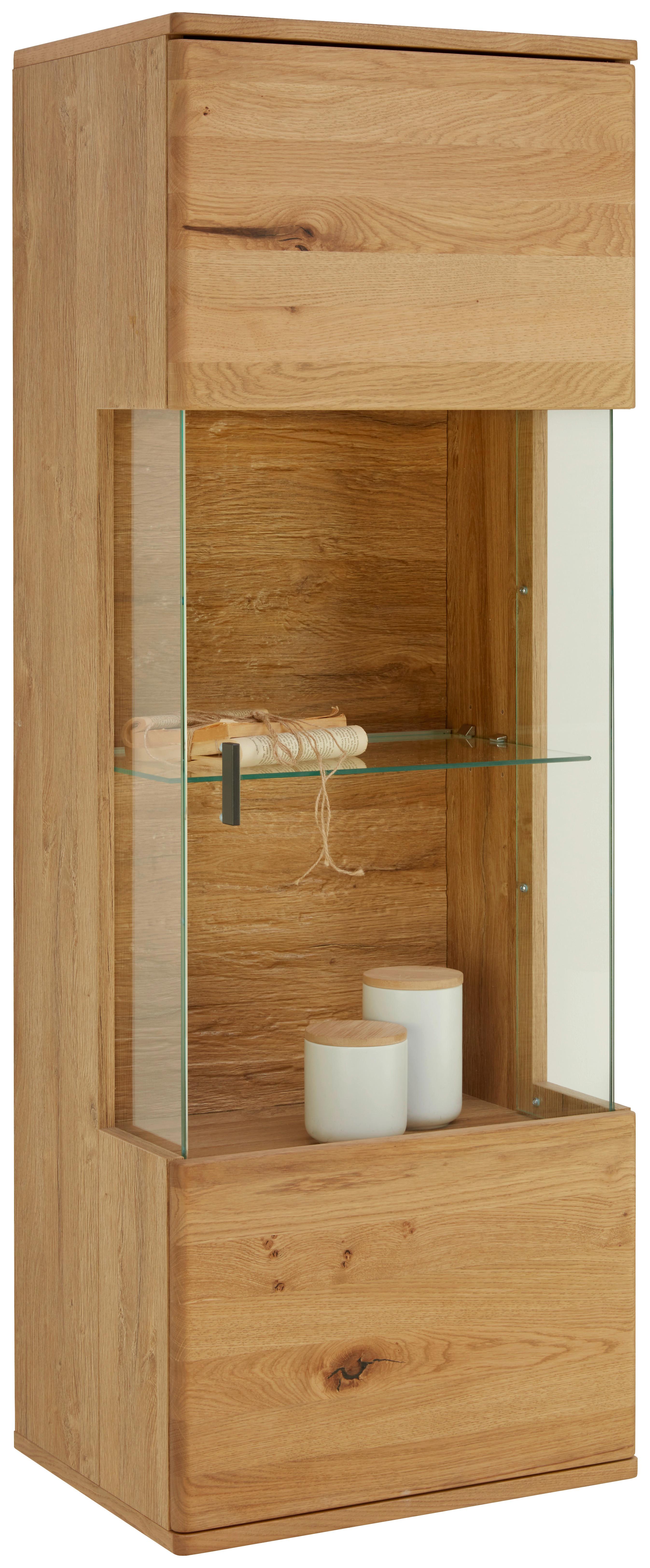 Hängevitrine in Wildeiche - Wildeiche/Schwarz, MODERN, Glas/Holz (50/138/37cm) - Premium Living