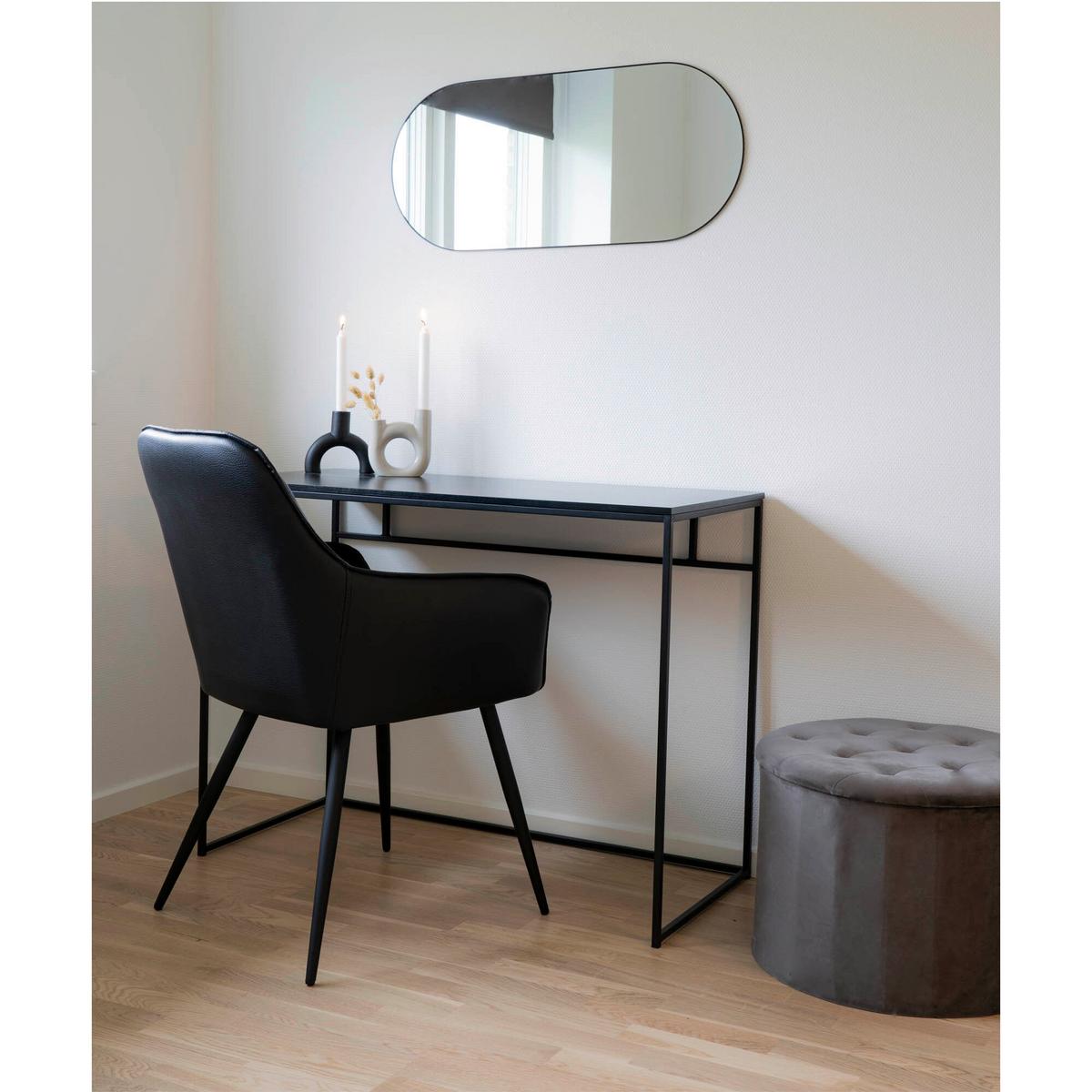 Wandspiegel Jersey Mirror Schwarz ca. 80x35cm - Schwarz, Design, Glas/Metall (80/0.5/35cm)