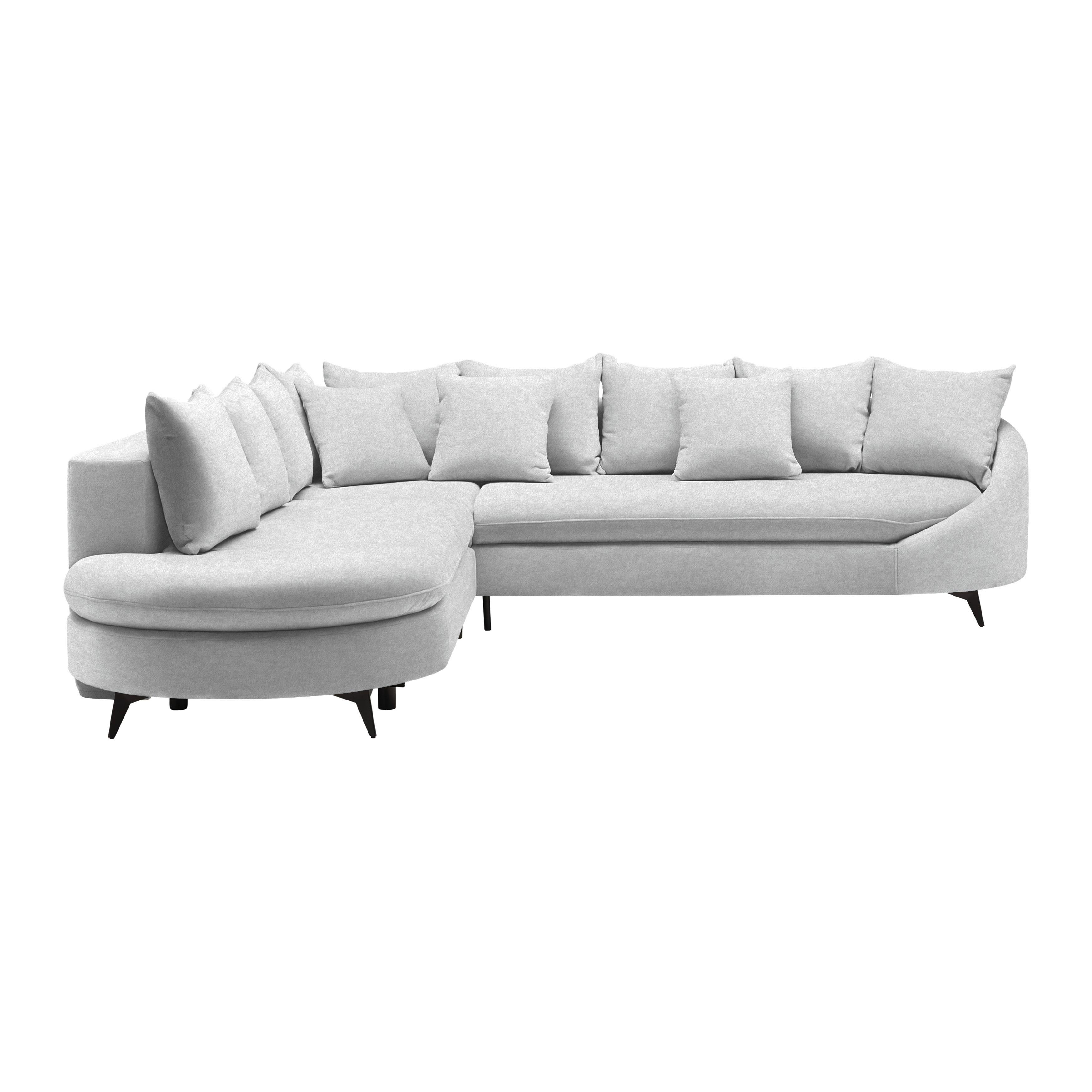 Ecksofa Axel Silberfarben - Silberfarben/Schwarz, MODERN, Textil/Metall (250/87/291cm) - Mömax
