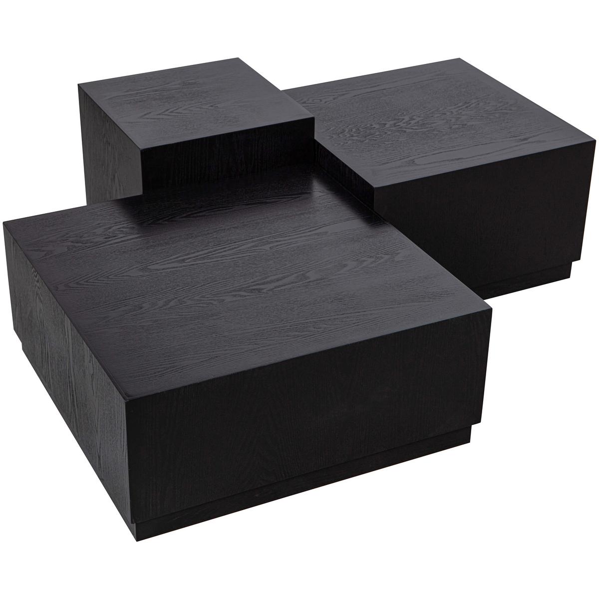 Beistelltisch PIM 3-tlg. Schwarz - Schwarz, Design, Holzwerkstoff - Livetastic
