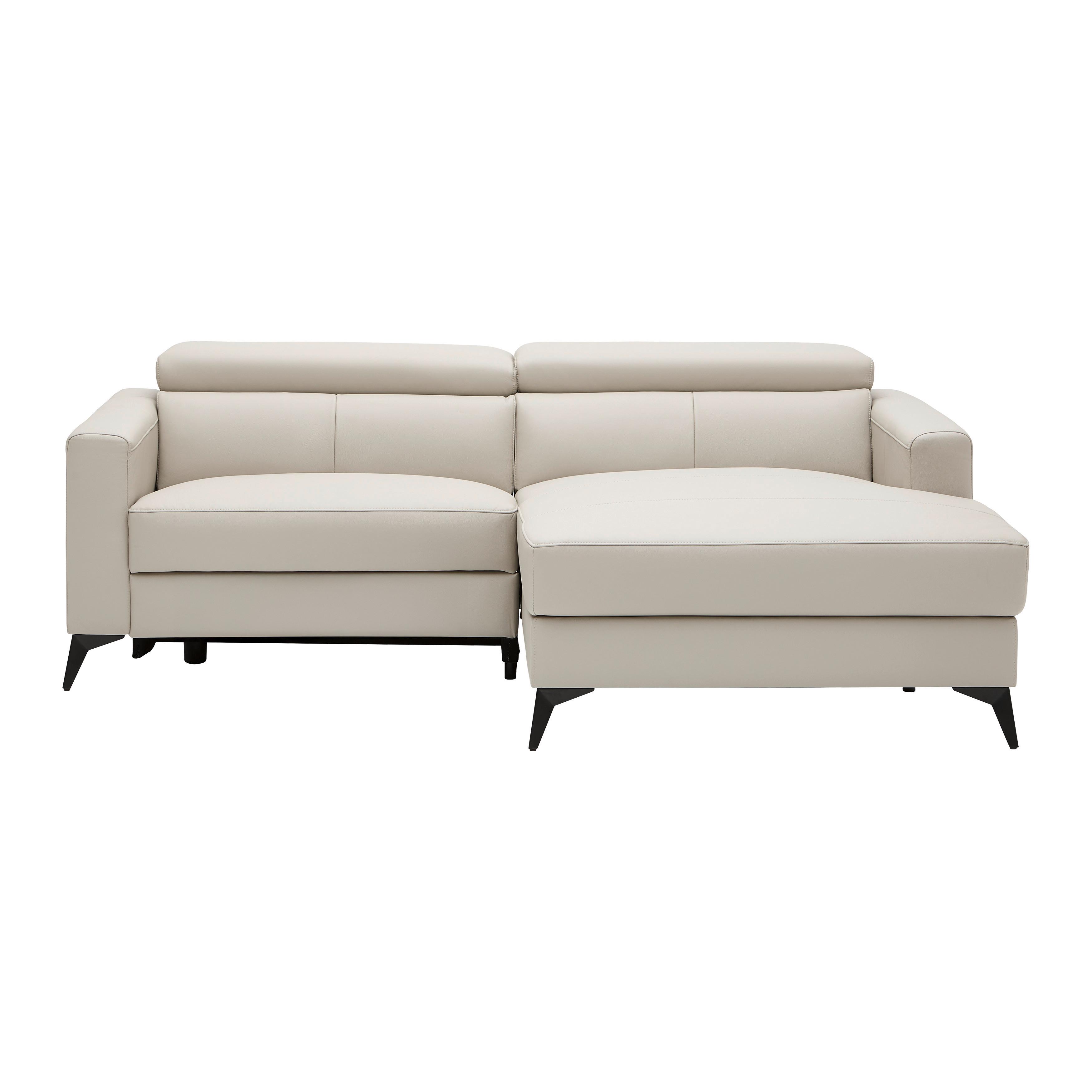 Ecksofa Beige - Beige/Schwarz, Konventionell, Leder/Holz (214/102-163cm) - Mömax