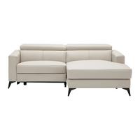 Ecksofa Beige - Beige/Schwarz, Konventionell, Leder/Holz (214/102-163cm) - Mömax