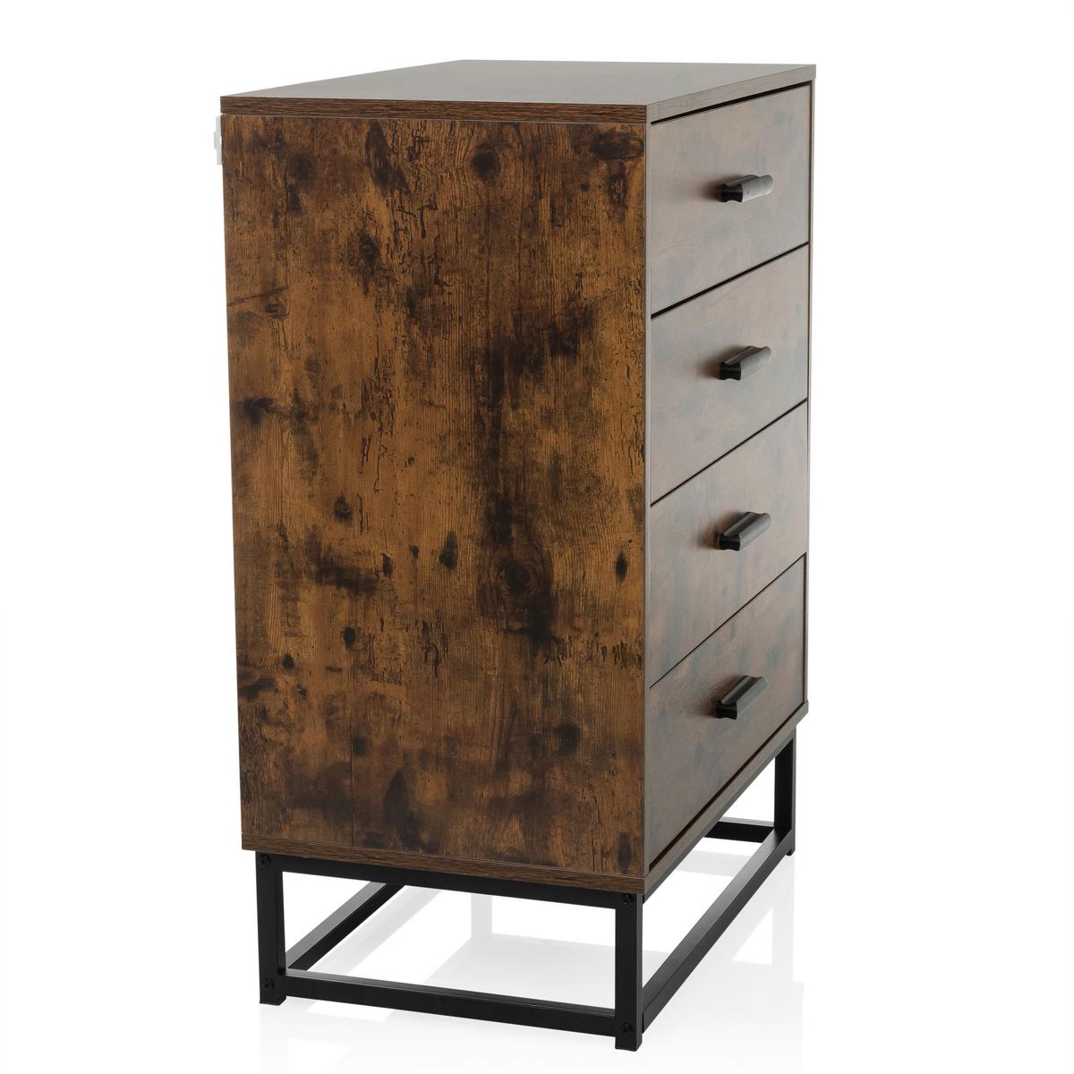 Komoda Vinstra, Rjava, Črna - črna/rjava, Moderno, kovina/leseni material (60/83,5/38,5cm) - MID.YOU