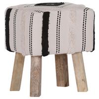 HOKER PUFFY - beżowy/kolor naturalny, Trend, tkanina/drewno (40/50/35cm) - Carryhome