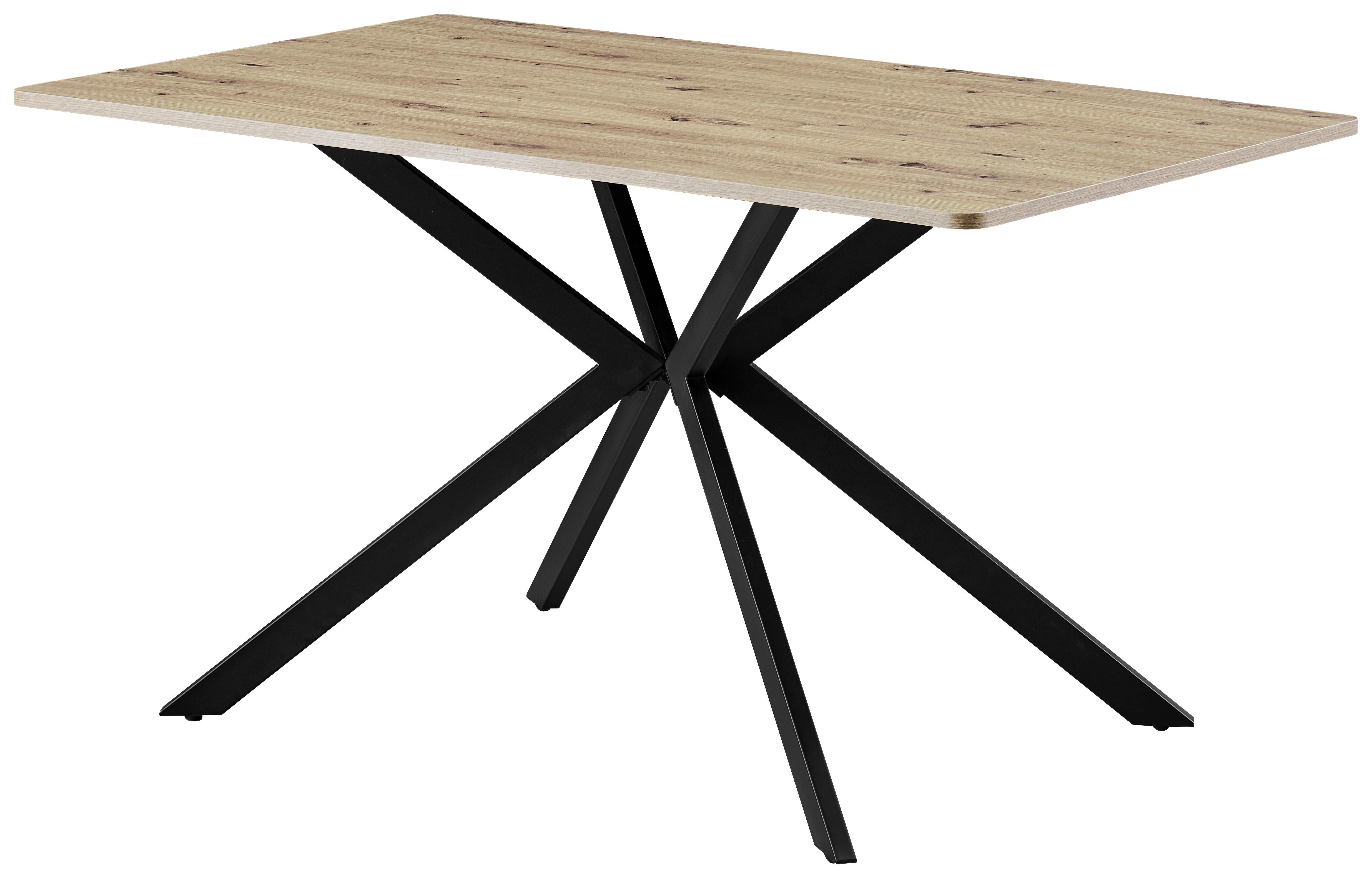 Jedilna Miza Nils - črna/barve hrasta, Trend, kovina/leseni material (140/80/76cm)