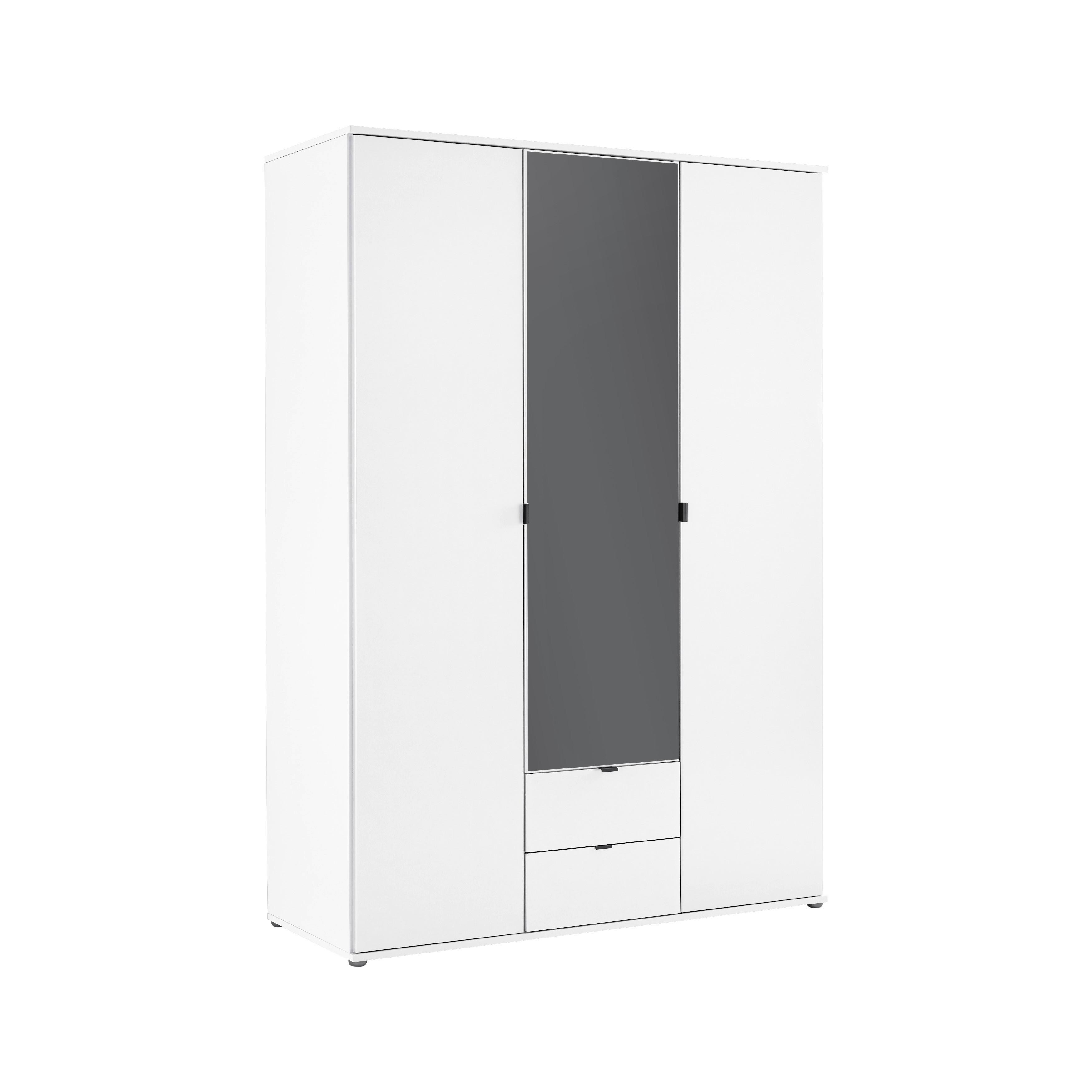 Drehtürenschrank Avila Weiß - Weiß/Grau, KONVENTIONELL, Glas/Holzwerkstoff (136/194/53cm) - Mömax