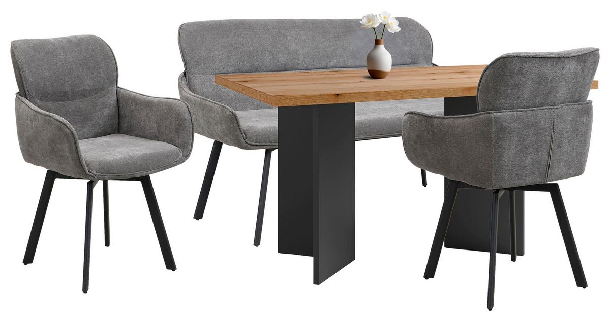 STUHL-SET RICO - Dunkelgrau/Schwarz, MODERN, Textil/Metall (61/90/63cm) - MID.YOU
