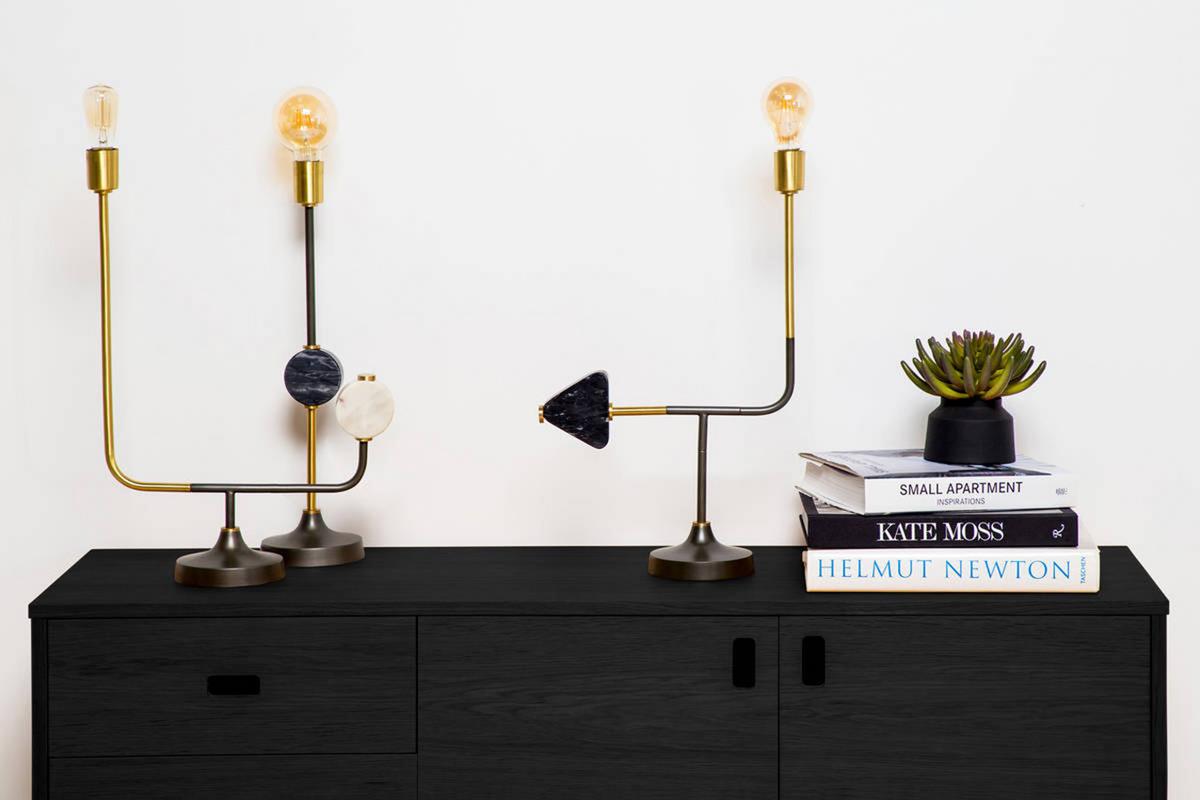 Tischleuchte Tischlampe Carlea 287 - Goldfarben/Schwarz, Trend, Metall (115/15/58cm) - Kayoom