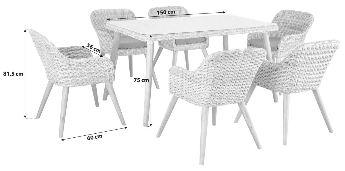 Vrtna Garnitura Oslo, Siva, Barva Akacije, 7-Delno - siva/barve akacije, Moderno, kovina/umetna masa - Beldano