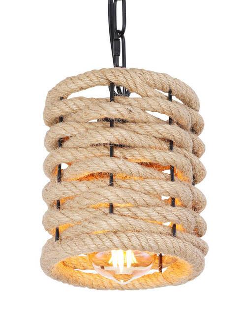 Viseča Svetilka 15679h - črna/rjava, Trendi, kovina/naravni materiali (15/150cm) - Globo