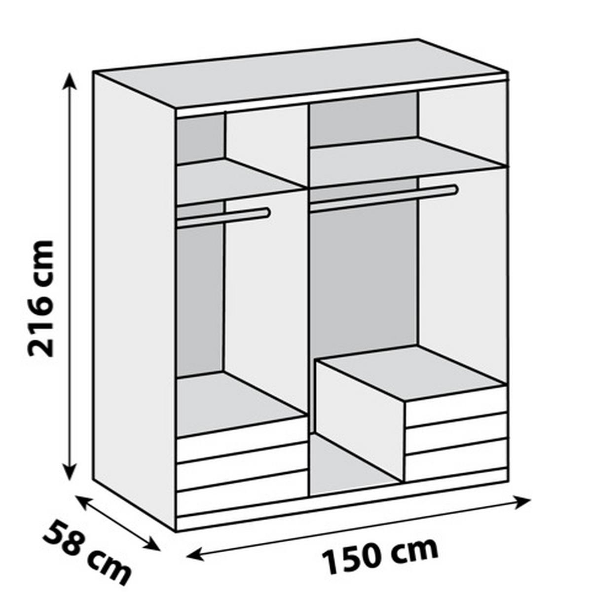 Ormar S Klasičnim Vratima Level 36a - bijela/srebrne boje, Moderno, staklo/drvni materijal (150/216/58cm) - Modern Living