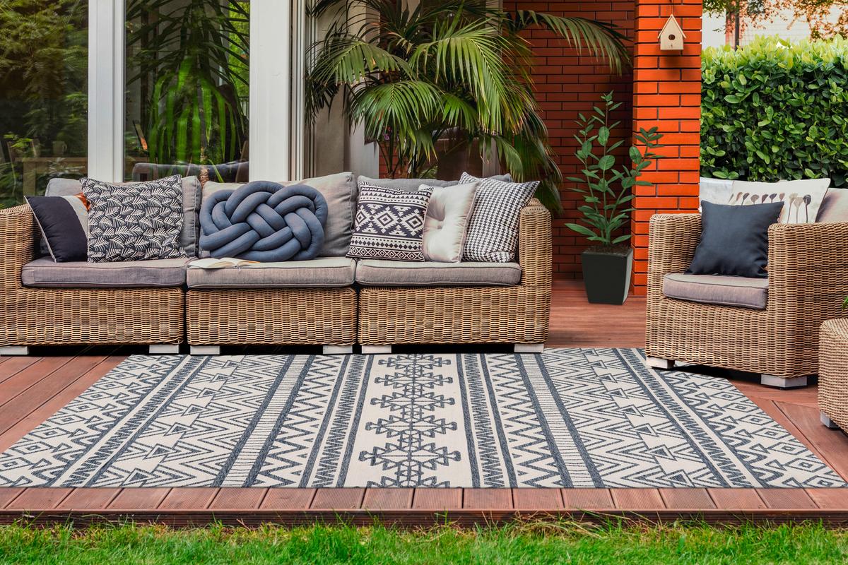 Outdoorteppich 1u2dp-200-290-E Yoga - Anthrazit/Creme, Basics, Textil (200/290cm) - Kayoom