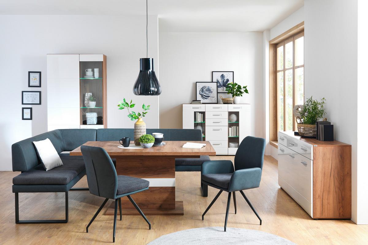 Vitrina Avensis, Bela, Barva Hrasta - barve kroma/črna, Moderno, umetna masa/steklo (95/205,7/37,1cm) - Mömax