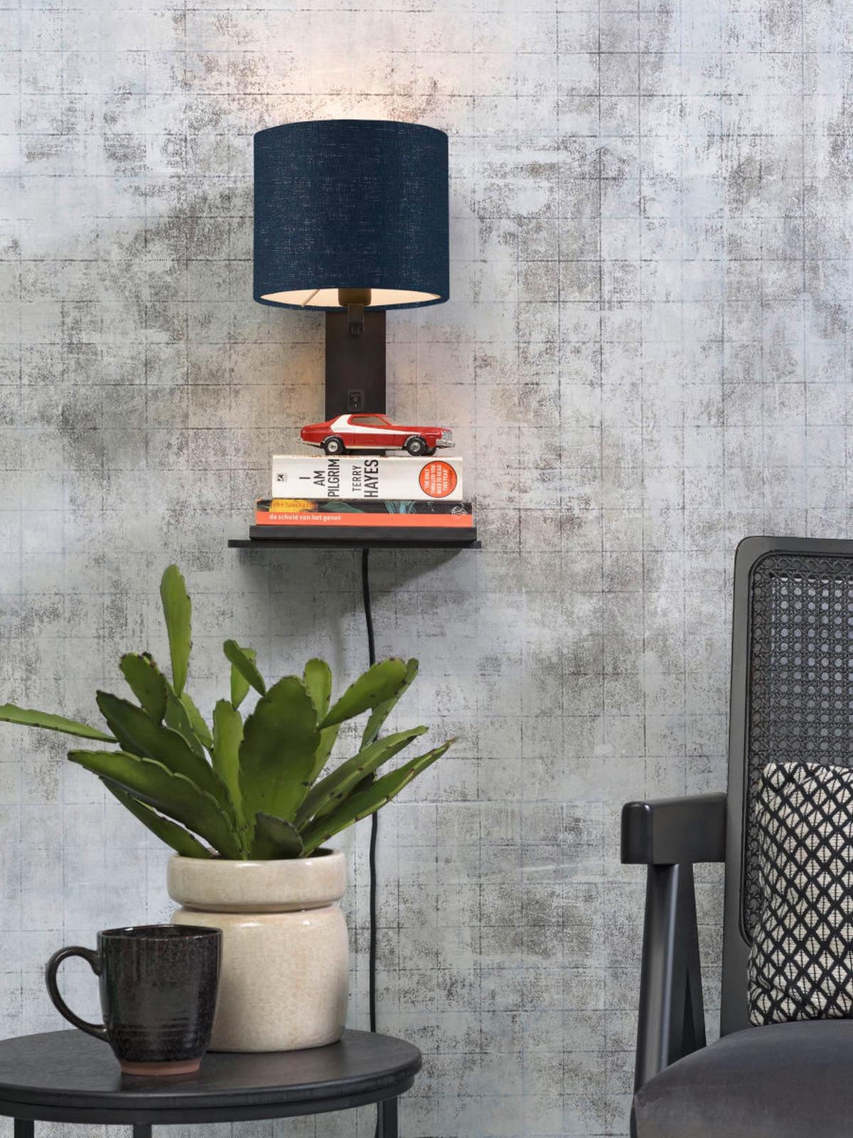 Stenska Svetilka Andes, Modra, Črna - modra/črna, Trend, tekstil/les (19/24/36cm) - Good & Mojo