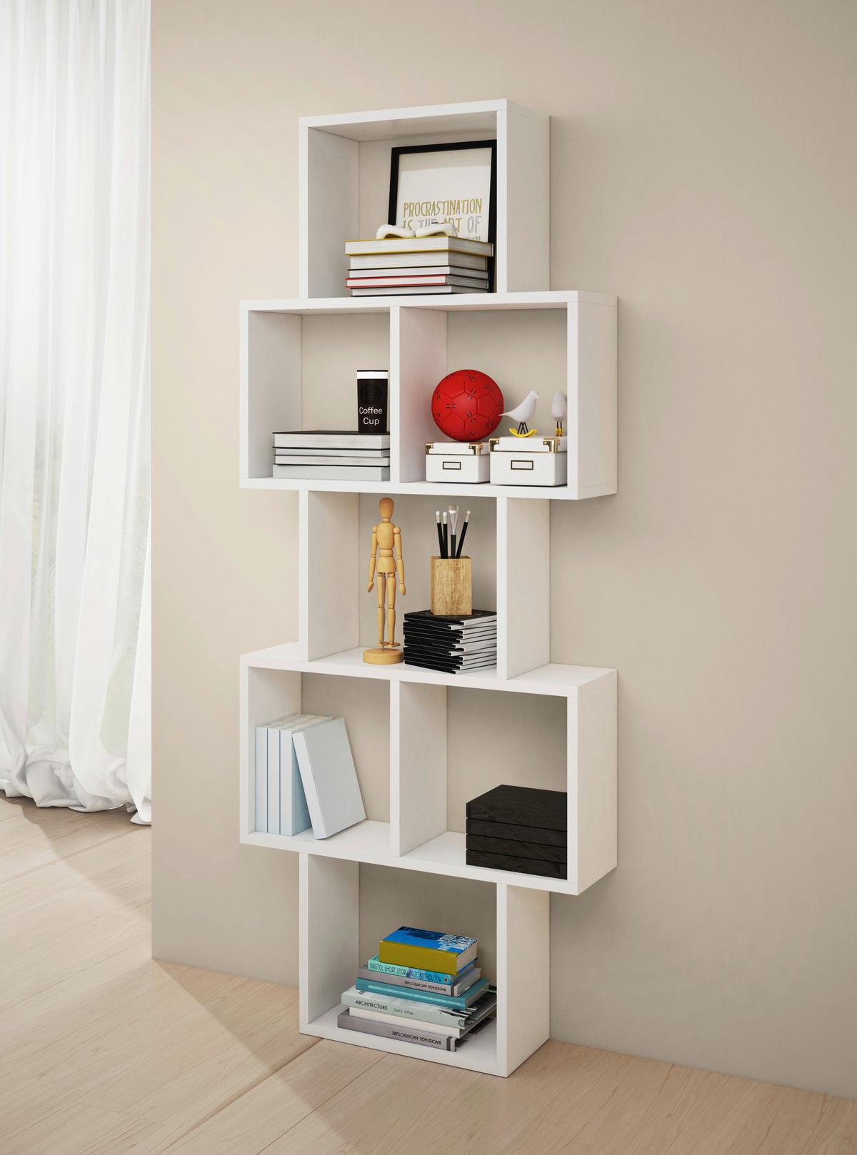 Stenski Regal Trio, Bela - bela, Basics, leseni material (160,8/65/18cm) - P & B