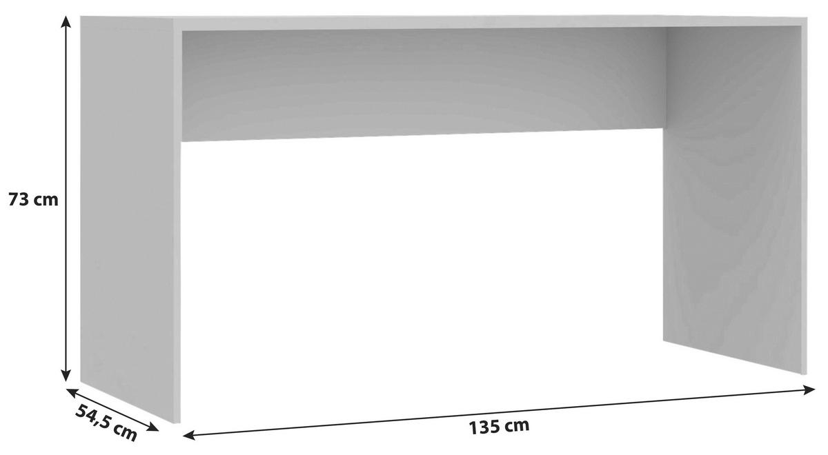 Schreibtisch Unit in Weiss - Weiss, Konventionell, Holzwerkstoff (135/73/54,5cm) - Based