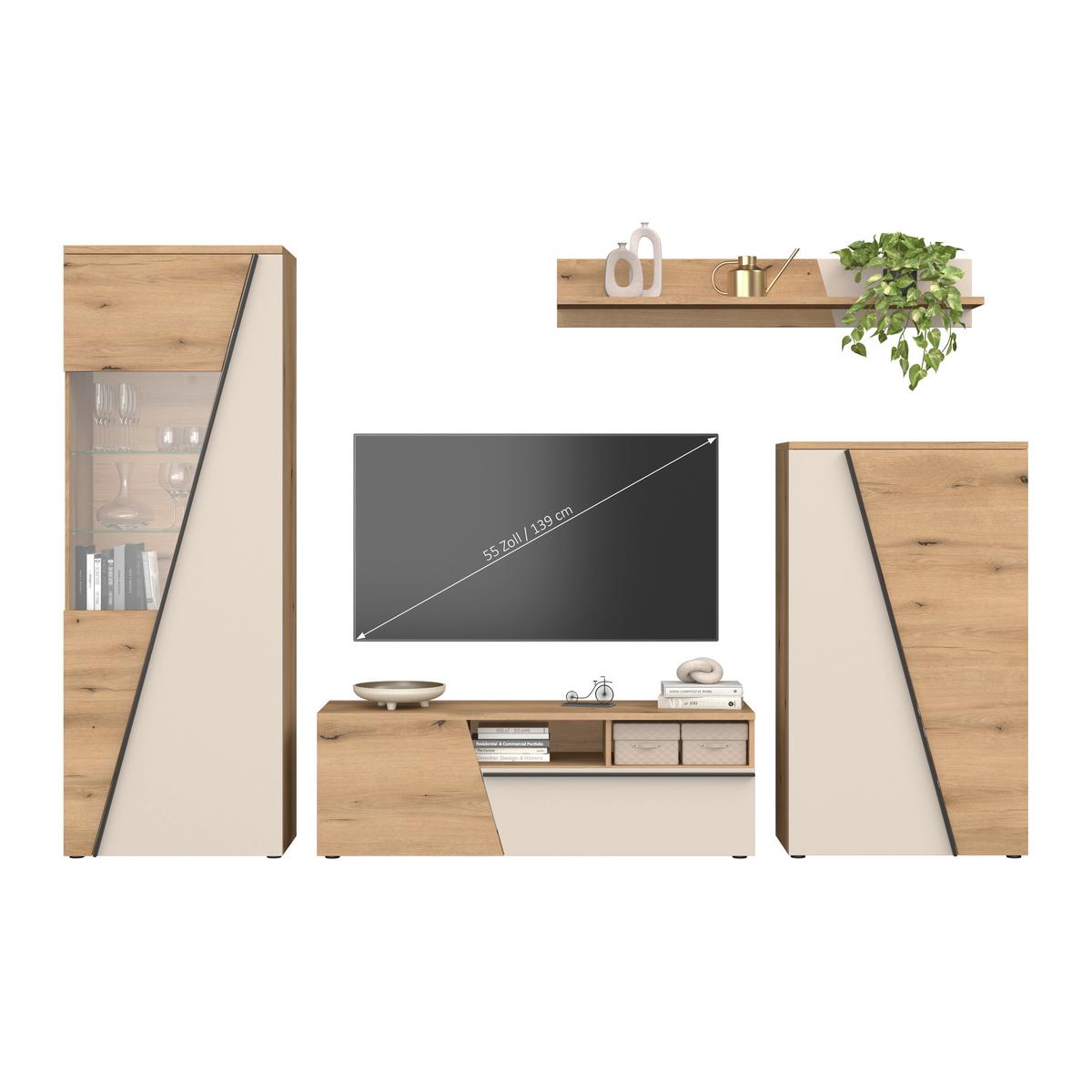 Venedig New Komoda - kašmir/boje hrasta, Moderno, drvni materijal/plastika (150/87/40cm) - Modern Living