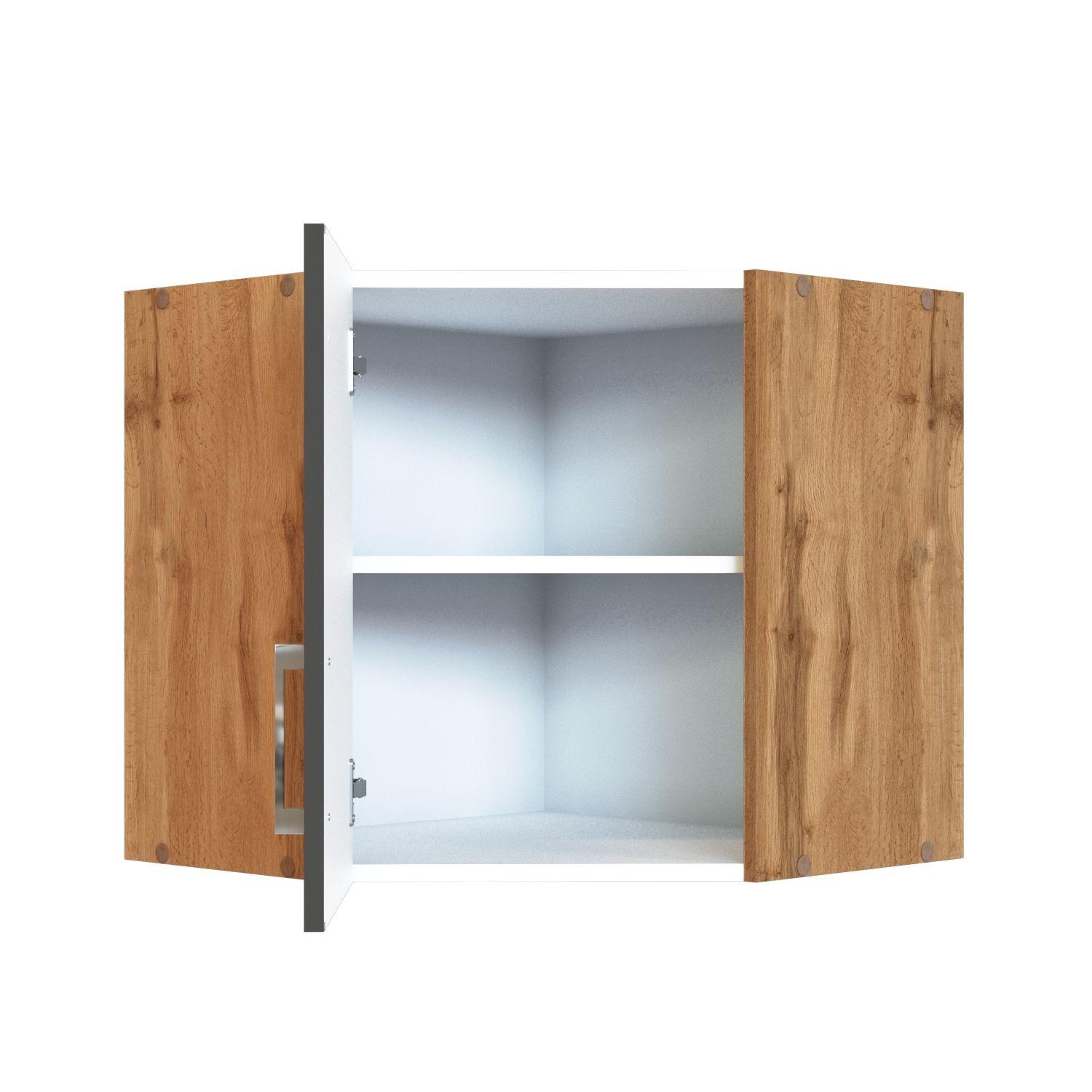 Held Eckoberschrank ca. 60 cm Anthrazit/Eiche - Chromfarben/Anthrazit, MODERN, Holzwerkstoff/Metall (60/57/60cm) - Held