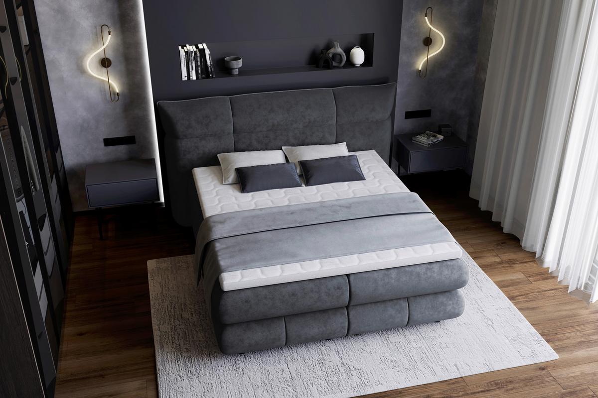 Boxspring Krevet Carmelo - crna, Trend, tekstil/plastika (140/200cm) - Premium Living