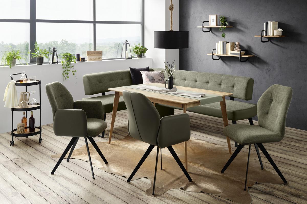 Eckbank in Grün ca. 170x220cm - Dunkelgrau/Schwarz, MODERN, Textil/Metall (170/220cm) - Premium Living
