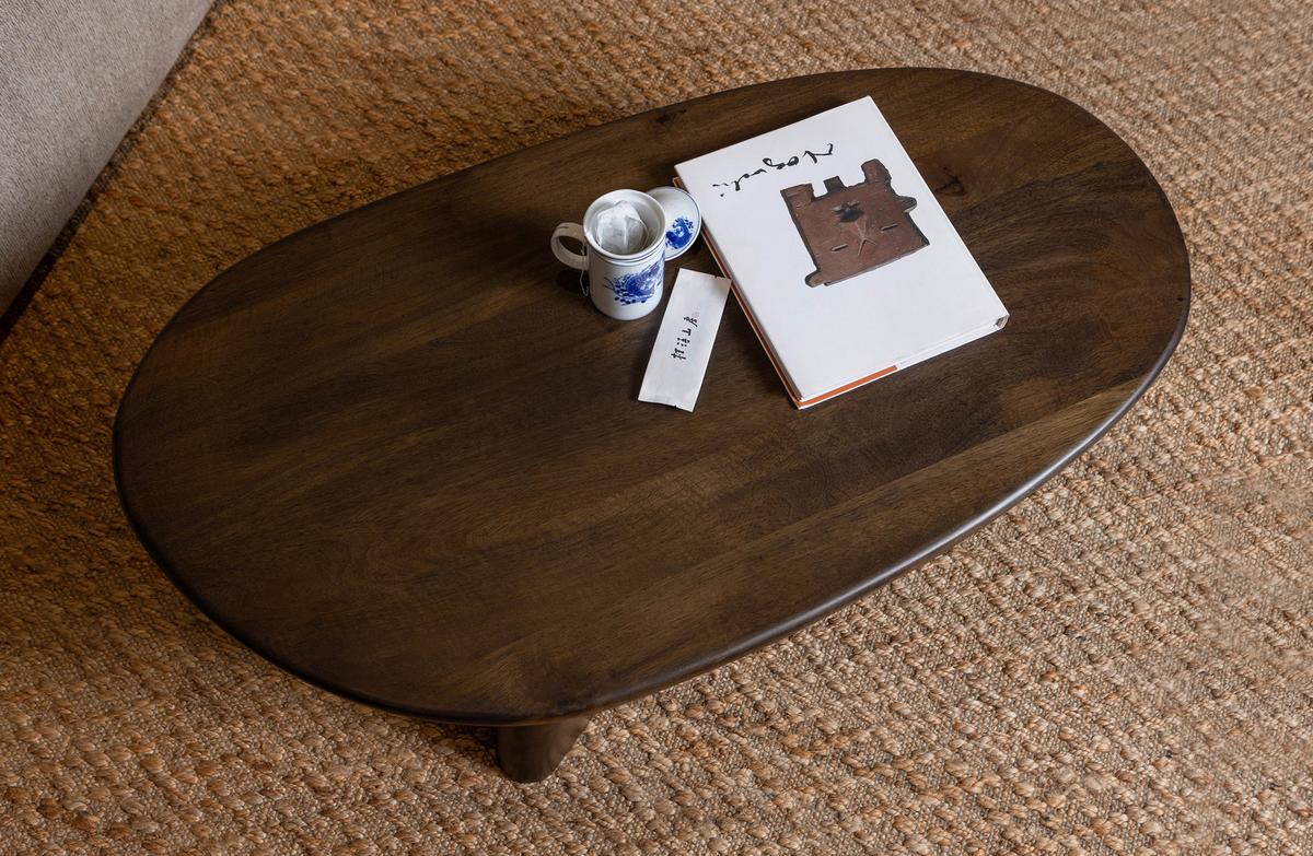 Couchtisch Roundly Holz - Walnussfarben, Design, Holz (110/60/40cm) - Livetastic