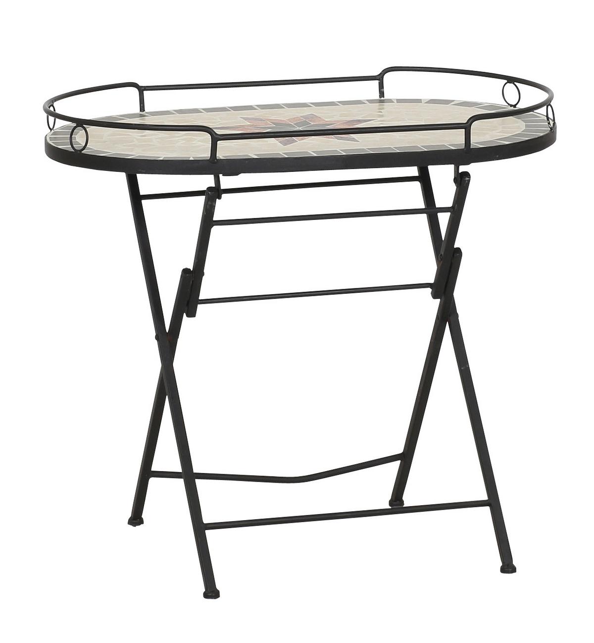 GARTENBEISTELLTISCH 875348 - Multicolor/Schwarz, MODERN, Keramik/Metall (68/41/60cm) - Siena Garden