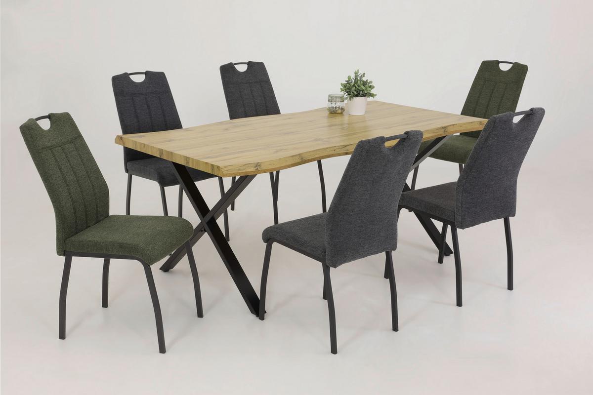 STUHL-SET Elif III S Anthrazit - Dunkelgrau/Anthrazit, MODERN, Textil/Metall (44/96/64cm) - MID.YOU