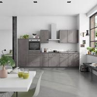 Küchenblock Riva Low m. Geräten Schieferfarben - Schieferfarben/Edelstahlfarben, MODERN, Holzwerkstoff/Metall (330cm) - Nobilia