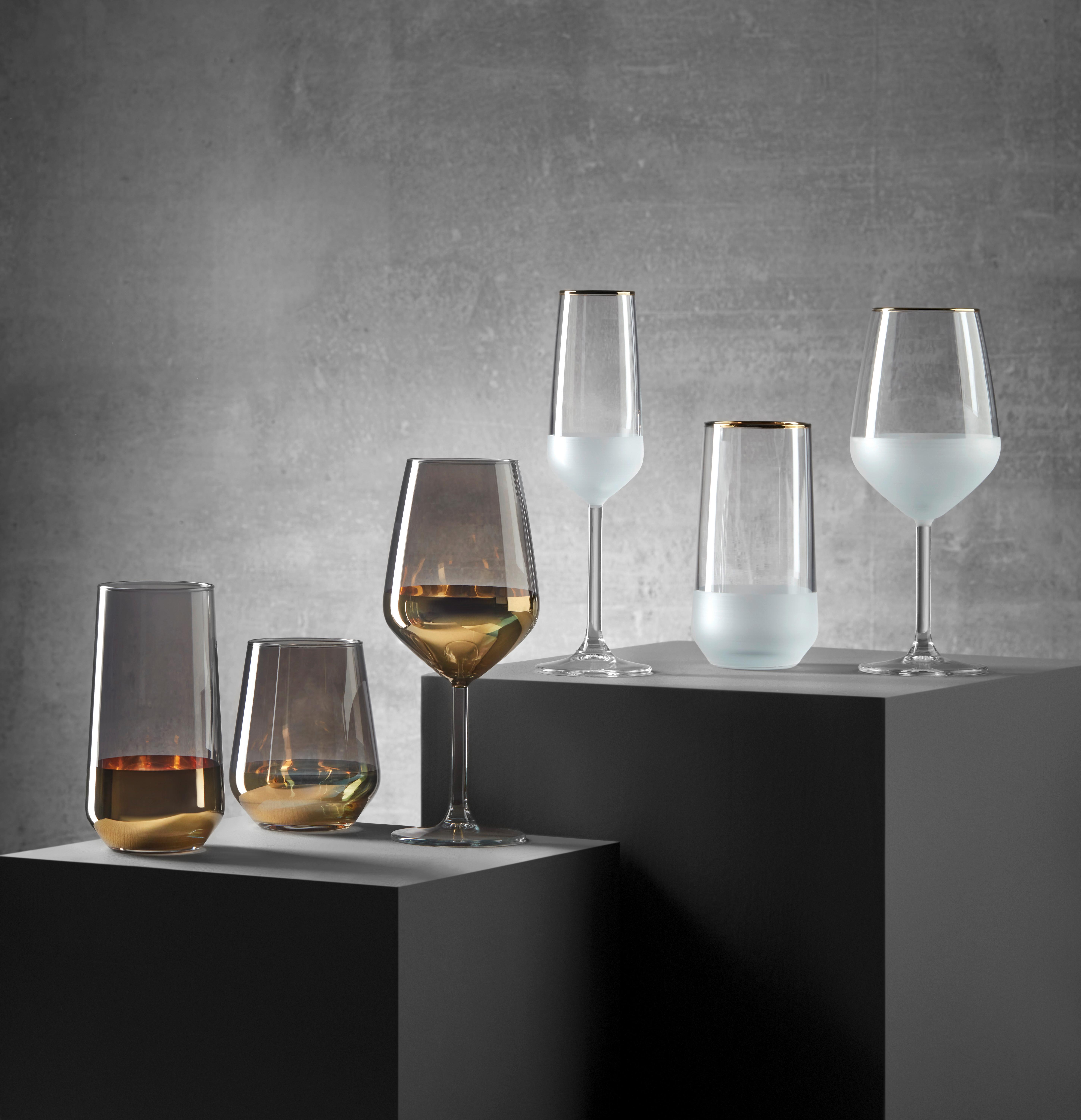 Trinkglas Goldline in Weiß ca. 425ml - Weiß, MODERN, Glas (6,8/11cm) - Premium Living