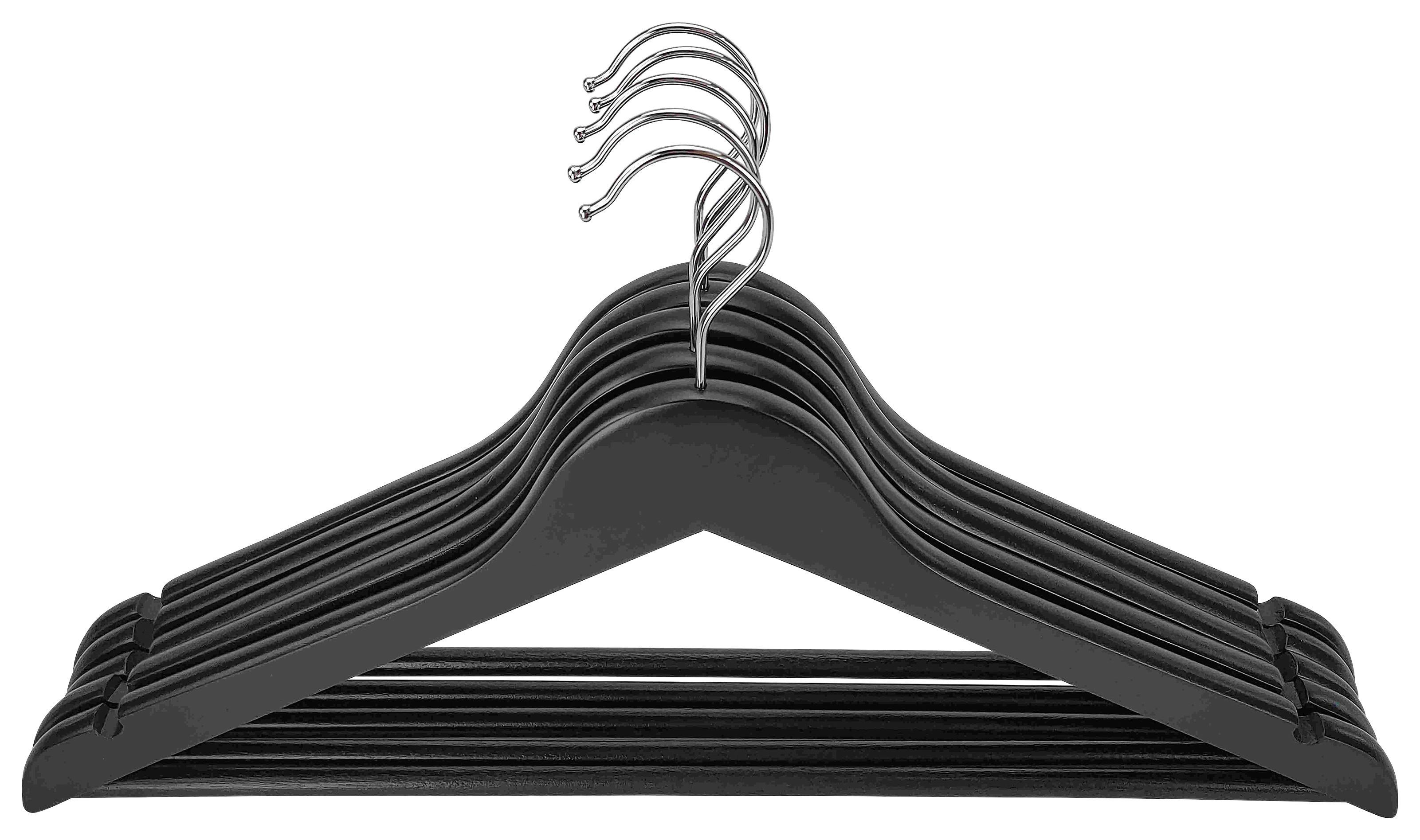 Kleiderbügelset Kathrin Schwarz 5-teilig - Schwarz, KONVENTIONELL, Holz/Metall - Mömax