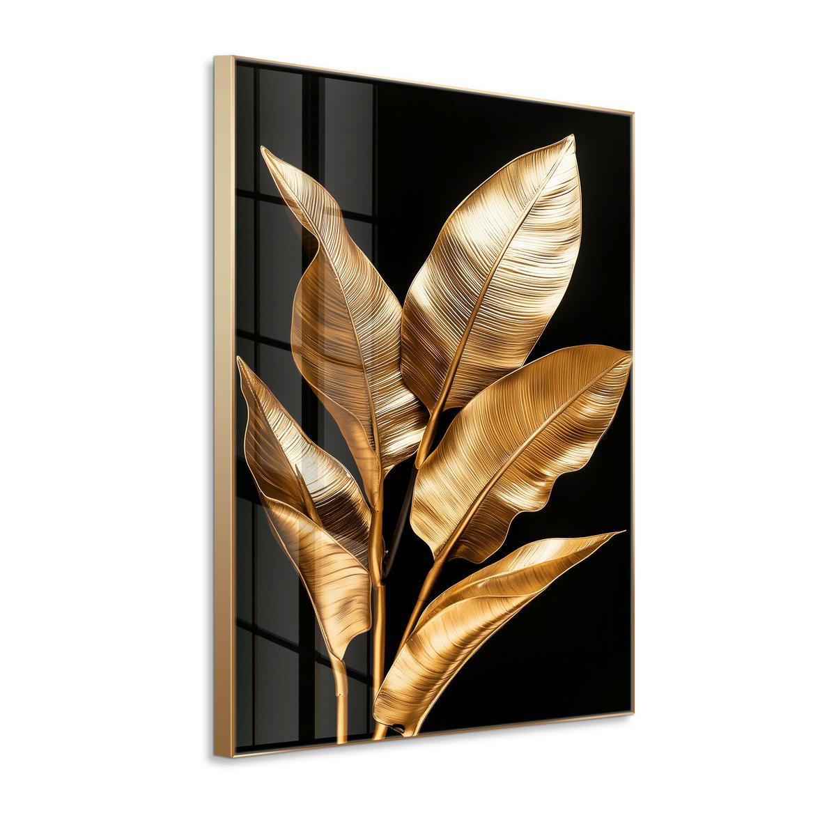 Glasbild Schwarz/Goldfarben ca.80x120cm - Goldfarben/Schwarz, Basics, Glas/Holz (80/120cm)