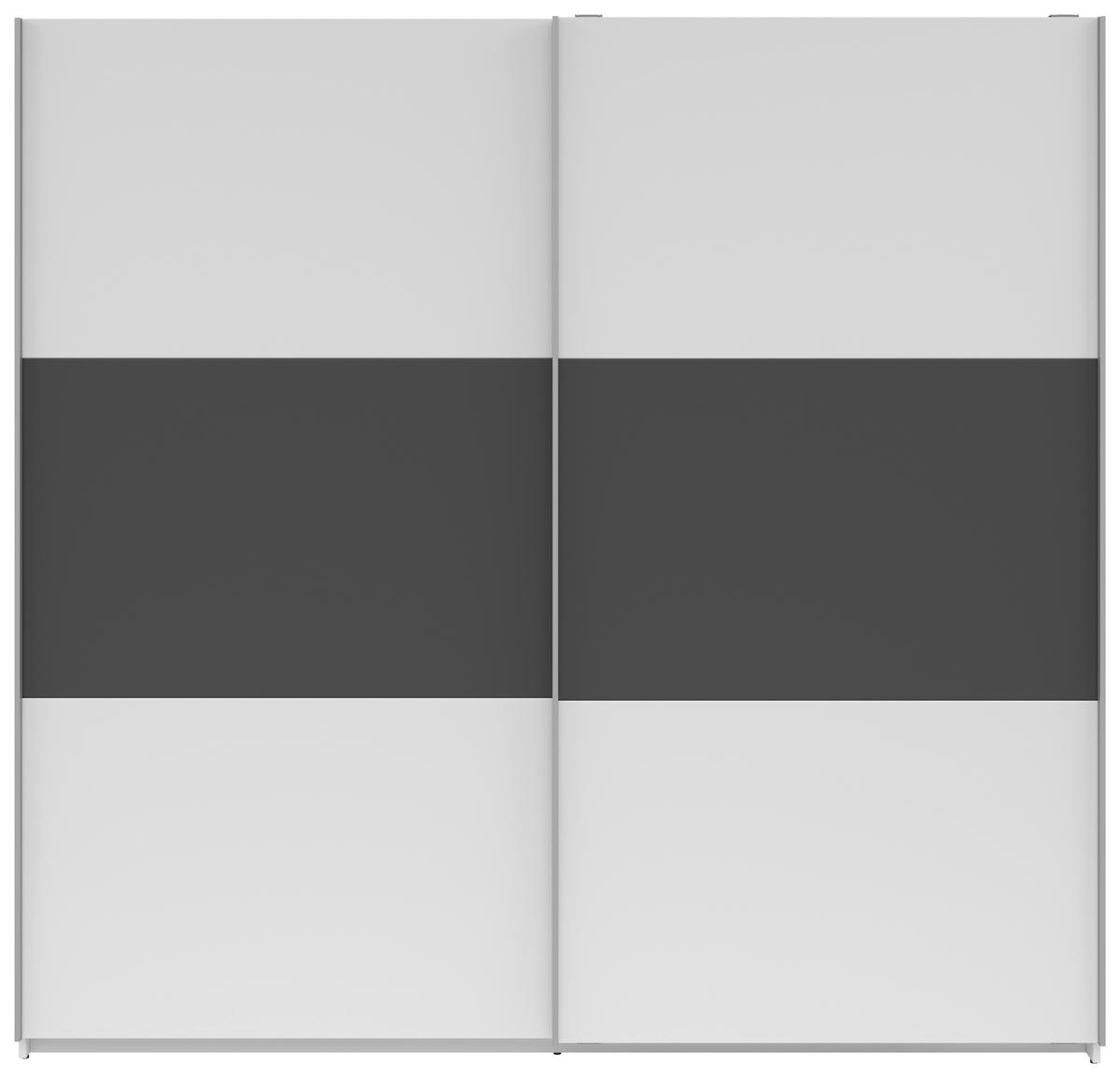 Schwebetürenschrank Saturn in Weiss/Graphitfarben - Weiss/Silberfarben, Konventionell, Holzwerkstoff/Metall (218/210/59cm) - Mömax