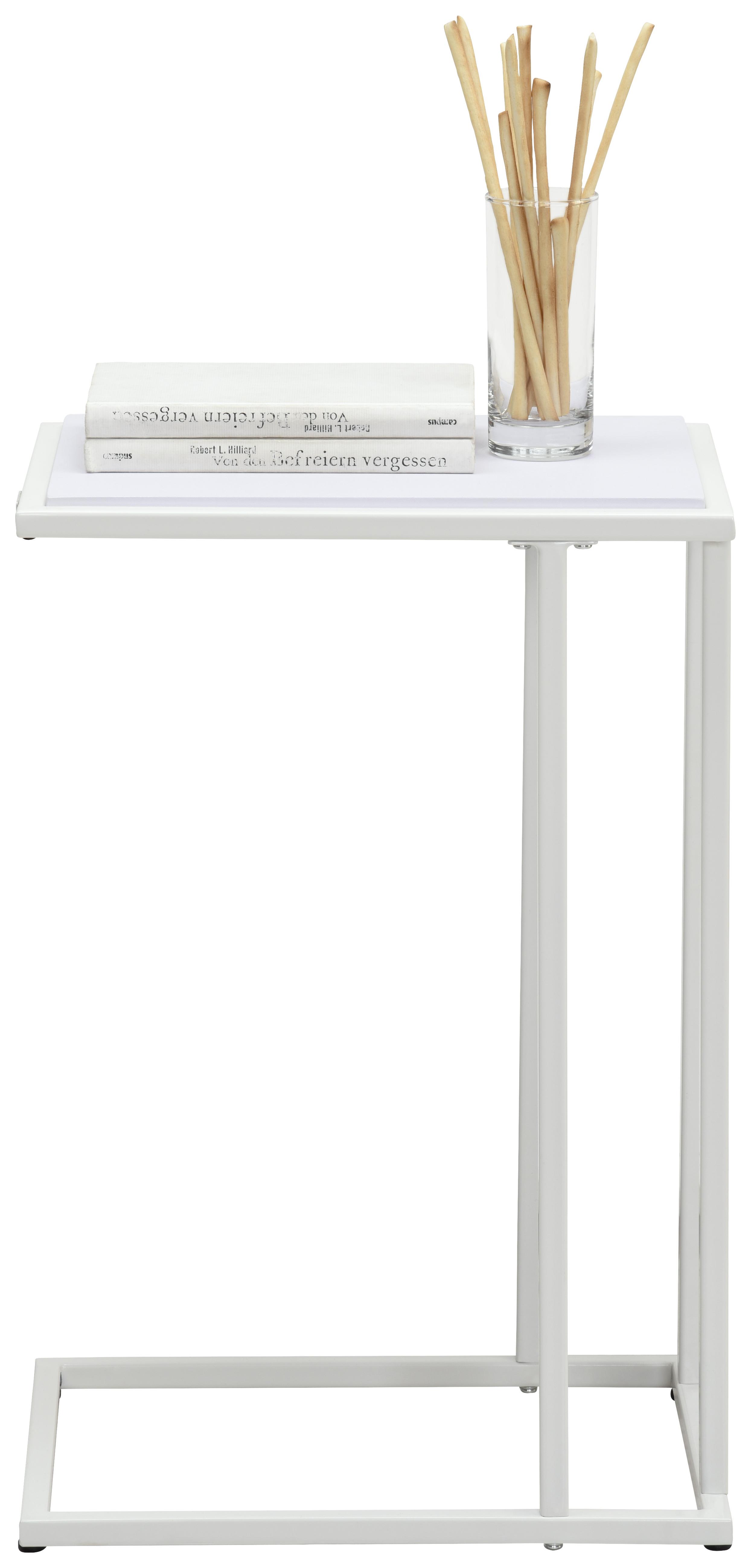 STOLIK BOCZNY PROMO - biały, Design, materiał drewnopochodny/metal (40/30/60cm) - Carryhome