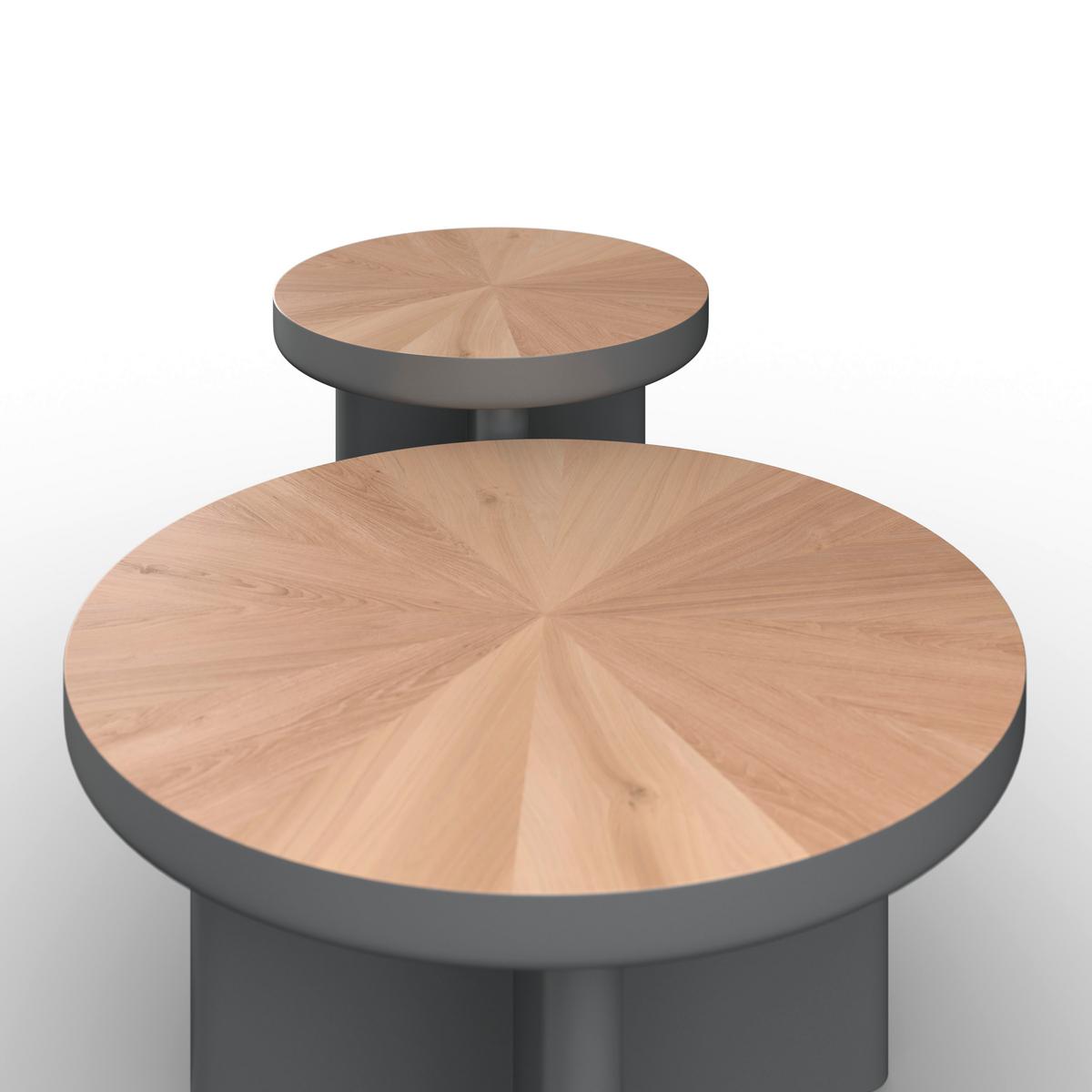 Couchtisch Viola Grau/Eichefarben 2er Set Rund - Eichefarben/Grau, MODERN, Holz/Holzwerkstoff (80/50/80/50/41/51cm) - Bessagi Home