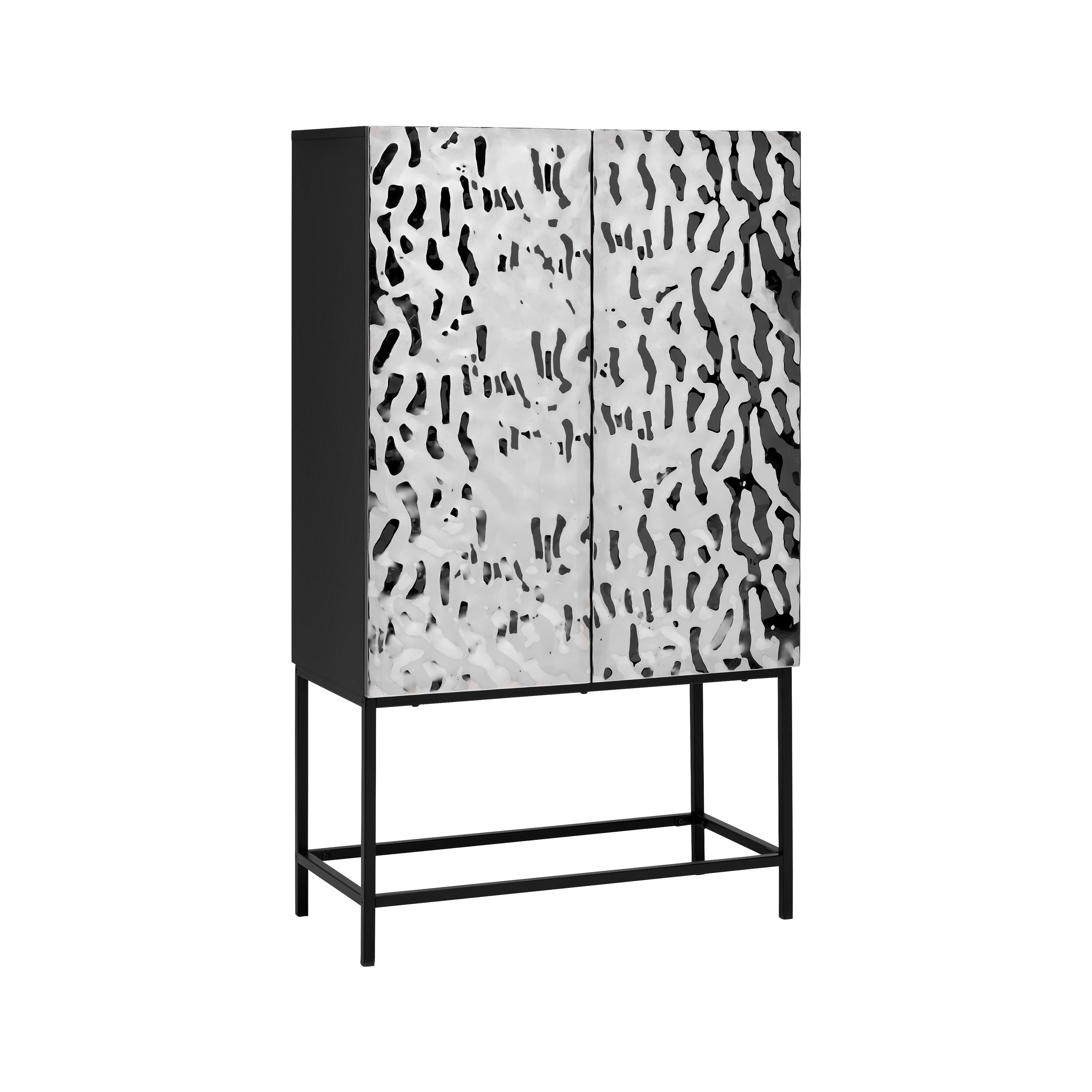 HÖG BYRÅ MARLENE - stålfärgad/svart, Design, metall/trämaterial (80/140/40cm) - Mömax