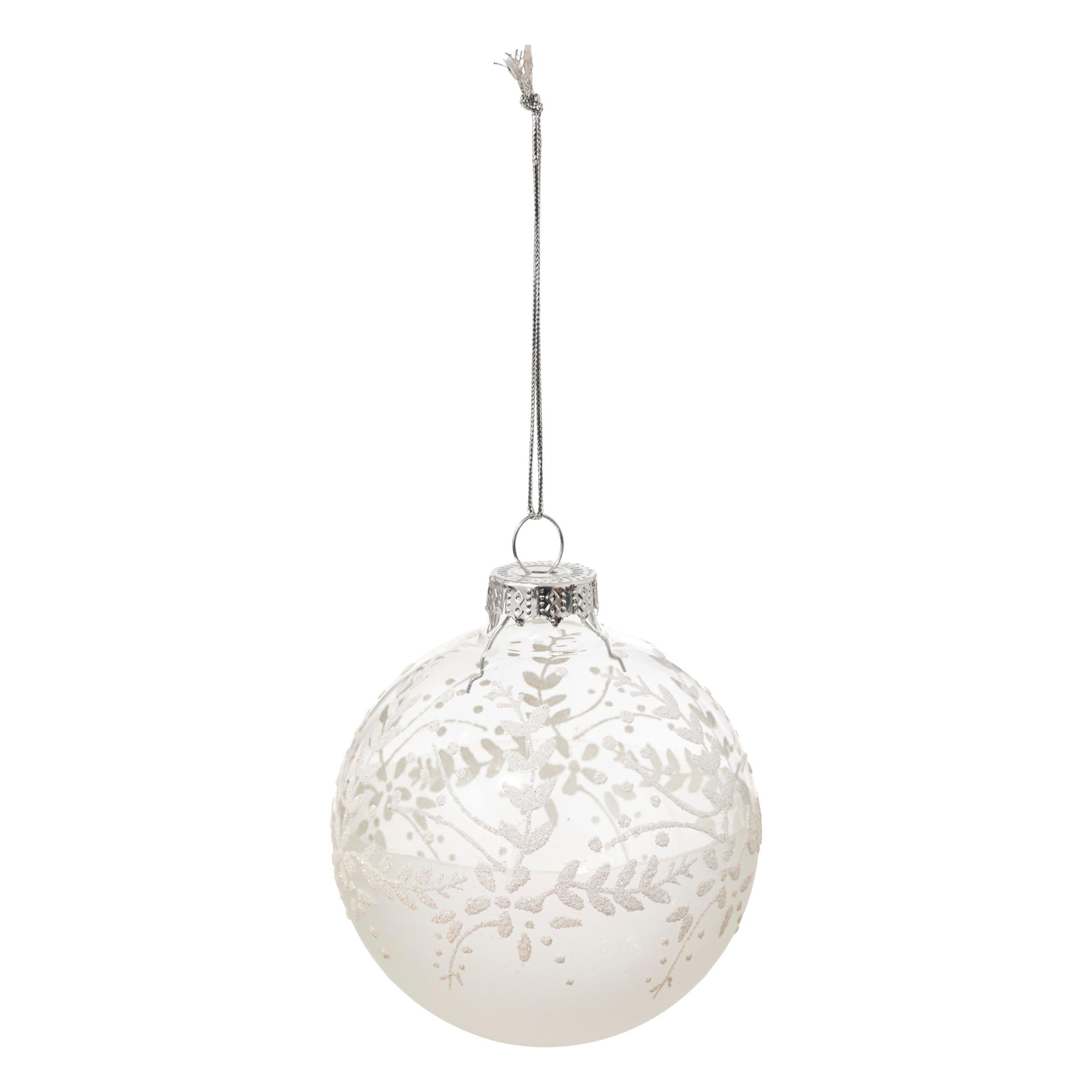 Staklena Kuglica Za Bor Flower Ball, Ø:8cm - bijela, Moderno, staklo (8/8,9cm)