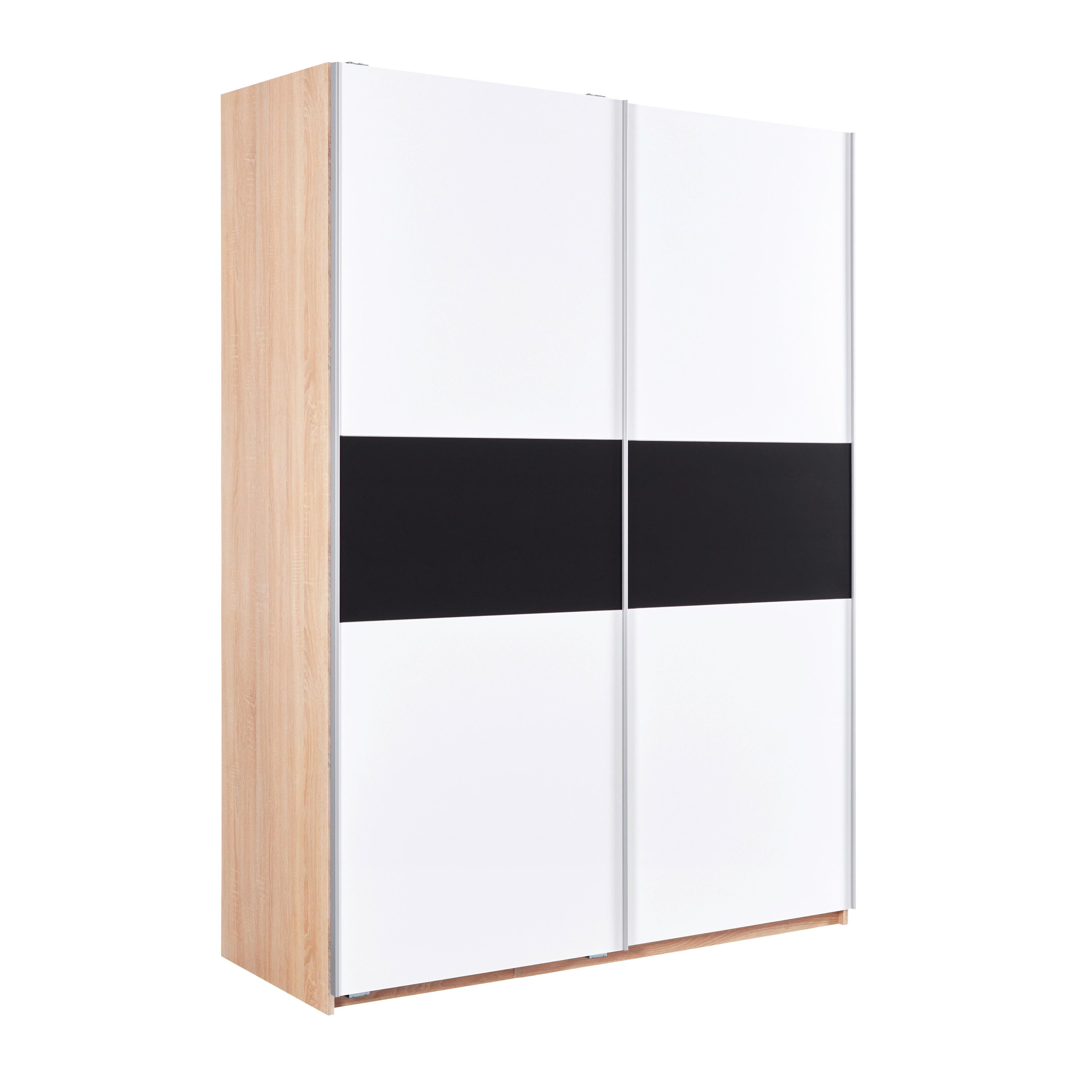 SZAFA PRZESUWNA/PODWIESZ.DRZWI SANDRA - kolor dębowy/czarny, Modern, drewno (154/215/60cm) - Bessagi Home