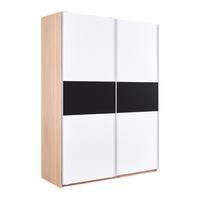 SZAFA PRZESUWNA/PODWIESZ.DRZWI SANDRA - kolor dębowy/czarny, Modern, drewno (154/215/60cm) - Bessagi Home