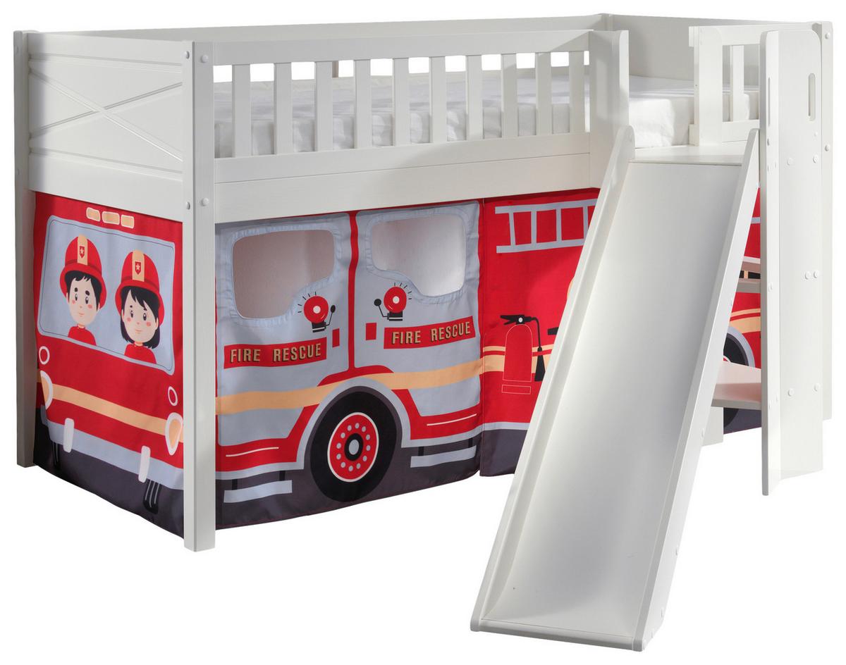 Spielbett Scott Fire Rescue ca. 90x200 cm Kiefer Weiß - Naturfarben/Weiß, ROMANTIK / LANDHAUS, Holz (90/200cm) - Vipack