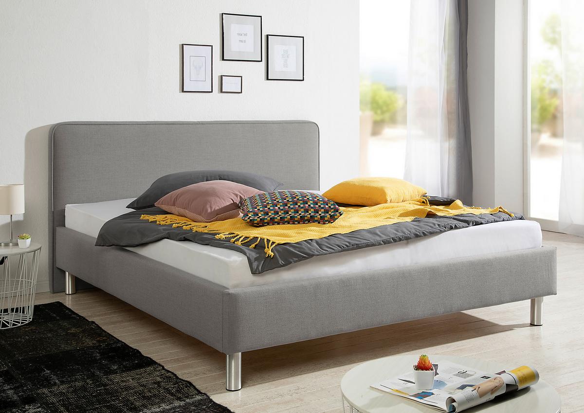 Polsterbett Jone Grau ca. 160x200 cm - Alufarben/Grau, MODERN, Textil/Metall (160/200cm) - Livetastic