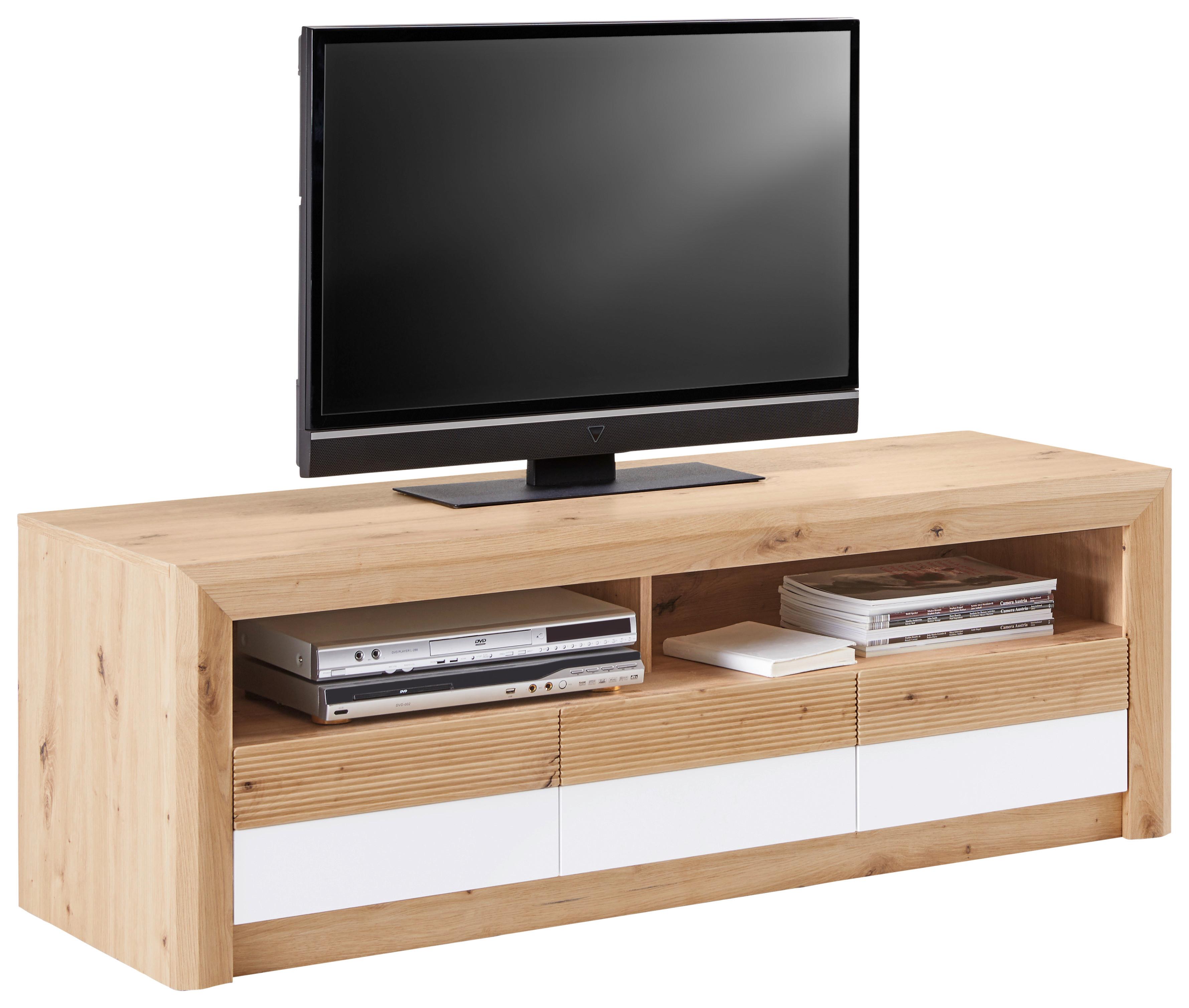 Tv-element Kashmir New, Barva Hrasta, Bela - črna/barve hrasta, Moderno, leseni material (142/50/49cm) - Zandiara