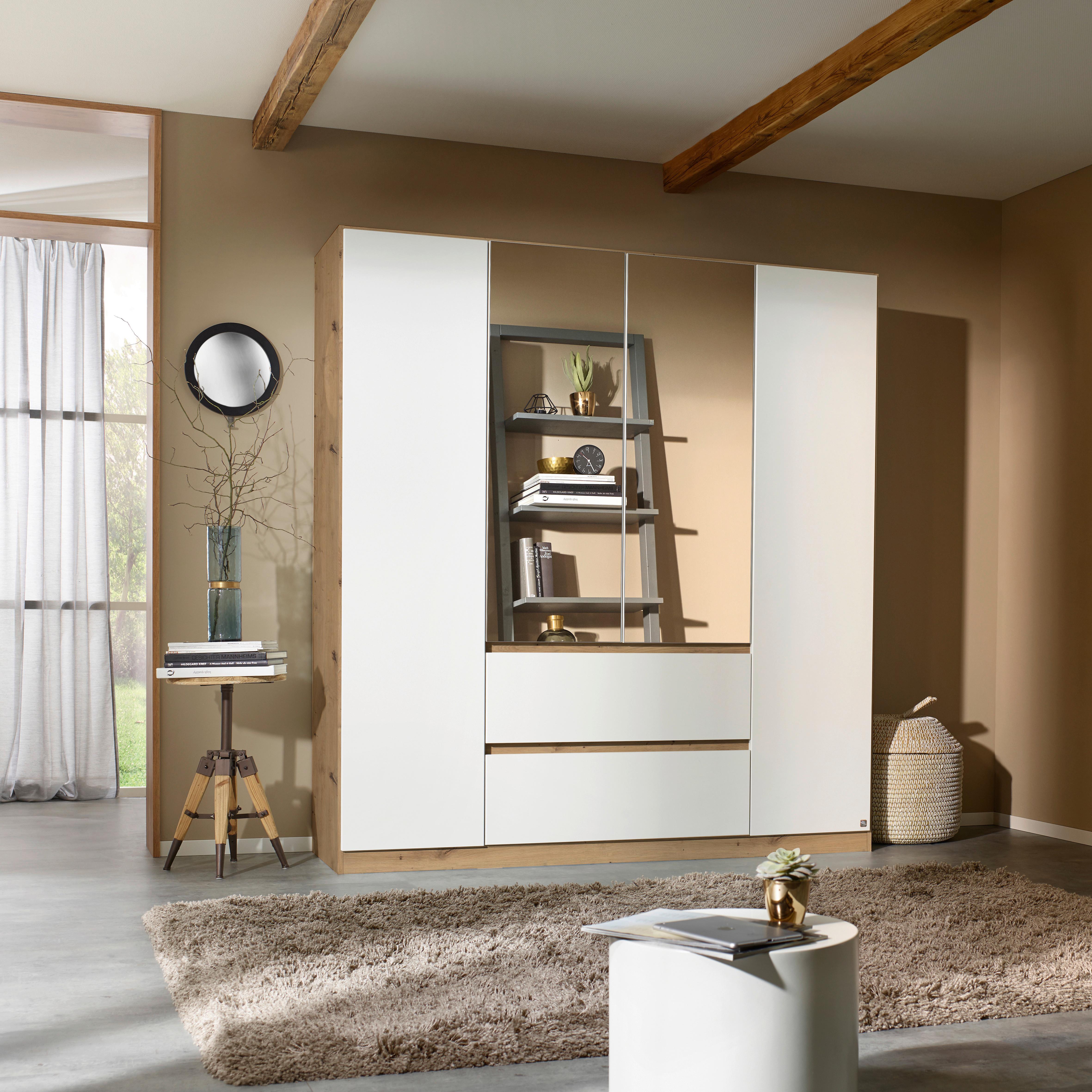 DULAP USI ROTATIVE NIDDA - argintiu/alb, Basics, material pe bază de lemn (181/197/54cm) - Modern Living