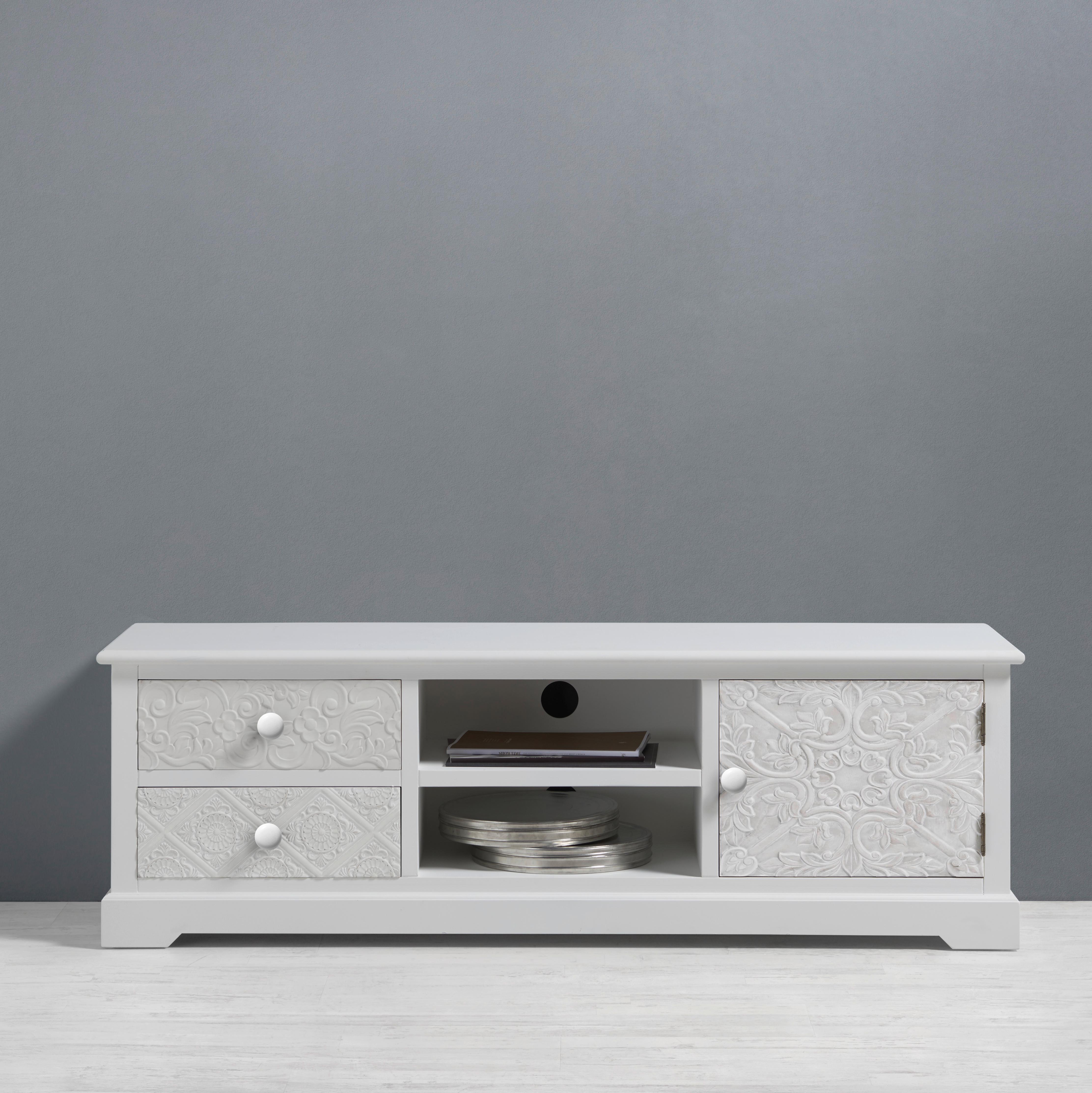 Tv-elem Avery - bronz/fehér, Modern, fém/fa (140/45/40cm) - Bessagi Home