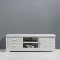 Lowboard Avery Weiß Echtholz/MDF - Bronzefarben/Weiß, MODERN, Holz/Metall (140/45/40cm) - Bessagi Home