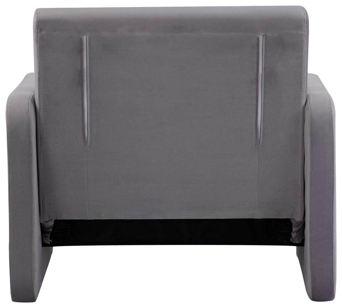 Naslanjač York, Siva, Žamet, Ležišče - siva/črna, Design, umetna masa/tekstil (93/83/85cm) - Modern Living