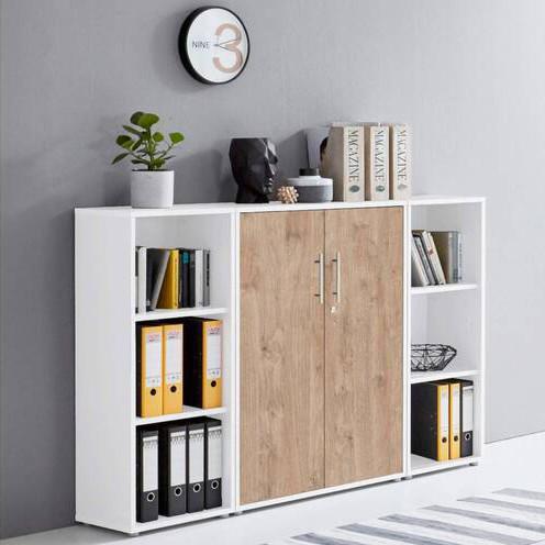 Aktenschrank Office Edition Sw Set 2 Weiß/Eichefarben - Eichefarben/Weiß, MODERN, Holzwerkstoff (173/114/33cm) - MID.YOU