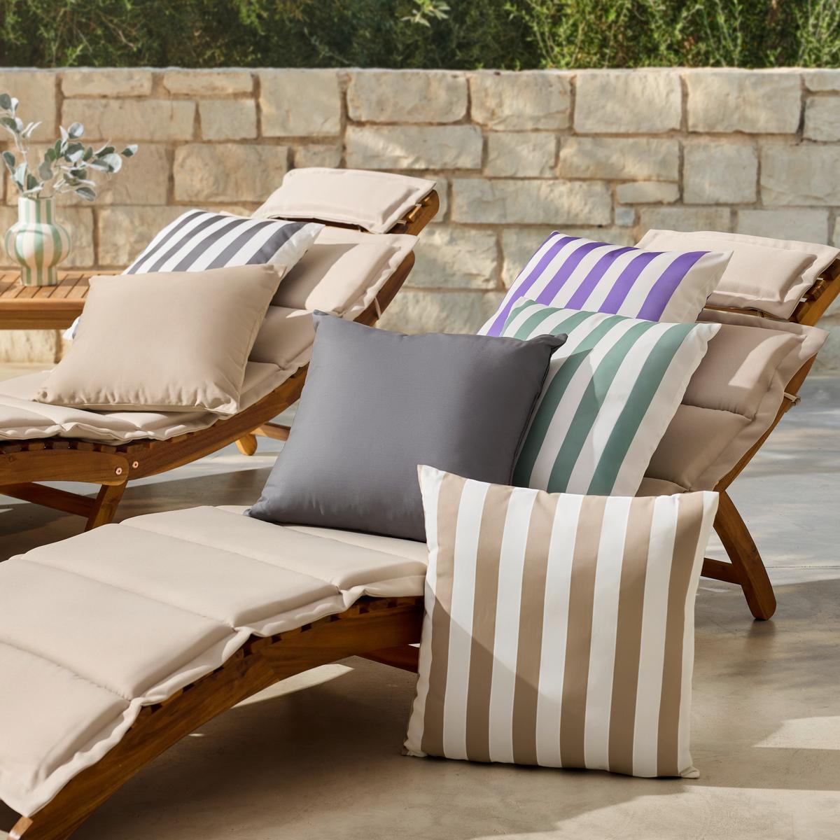 Outdoor-Kissen Amore Streif Weiß/Beige ca. 45x45cm - Beige/Weiß, Textil (45/45cm) - Mömax