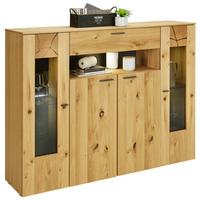 Highboard in Eichefarben - Eichefarben/Schwarz, Modern, Glas/Holzwerkstoff (154/130/41cm) - Premium Living