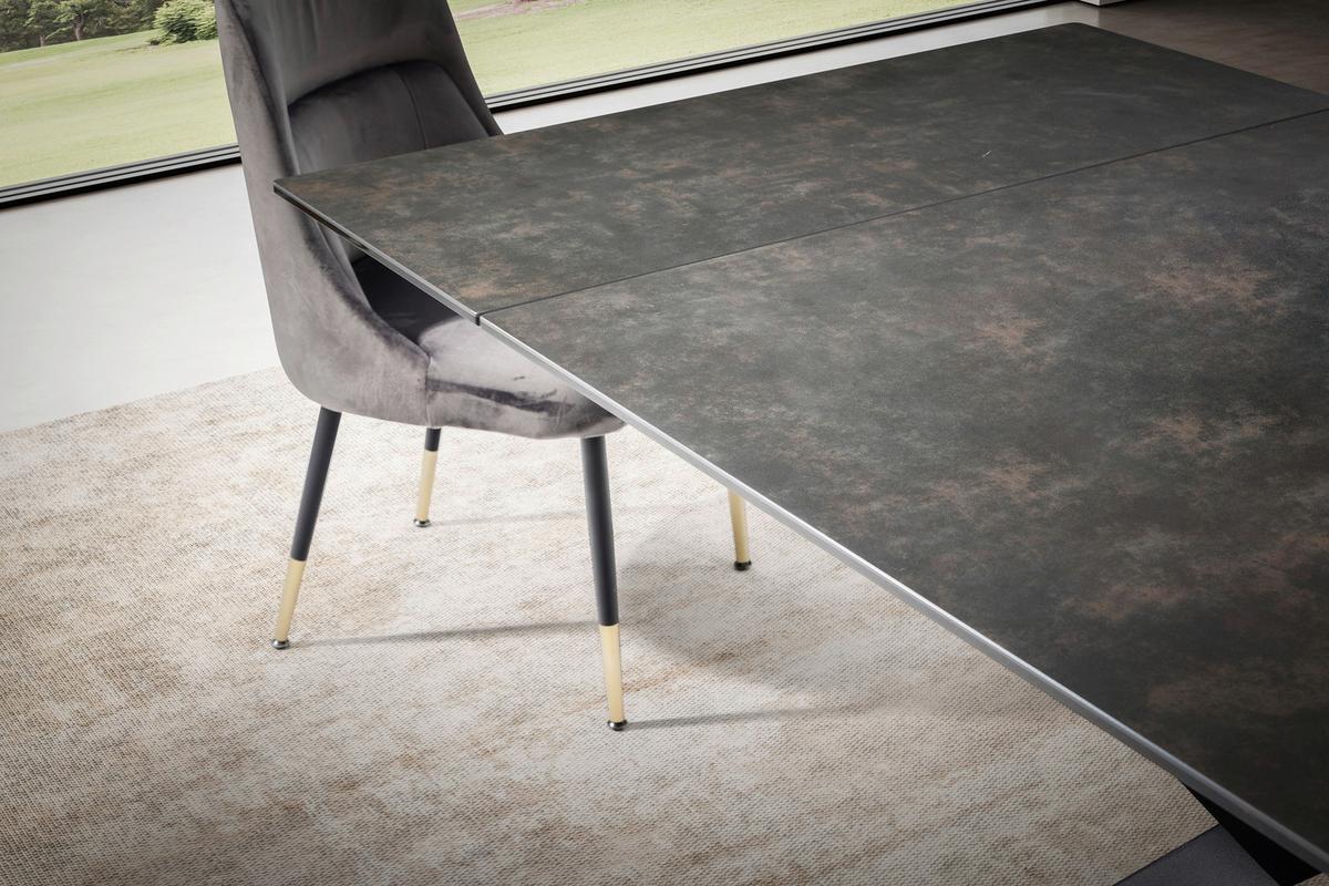 Raztegljiva Jedilna Miza Marble, Keramika, 180-260x95cm - črna, Design, kovina/keramika (180/95/76cm) - MID.YOU